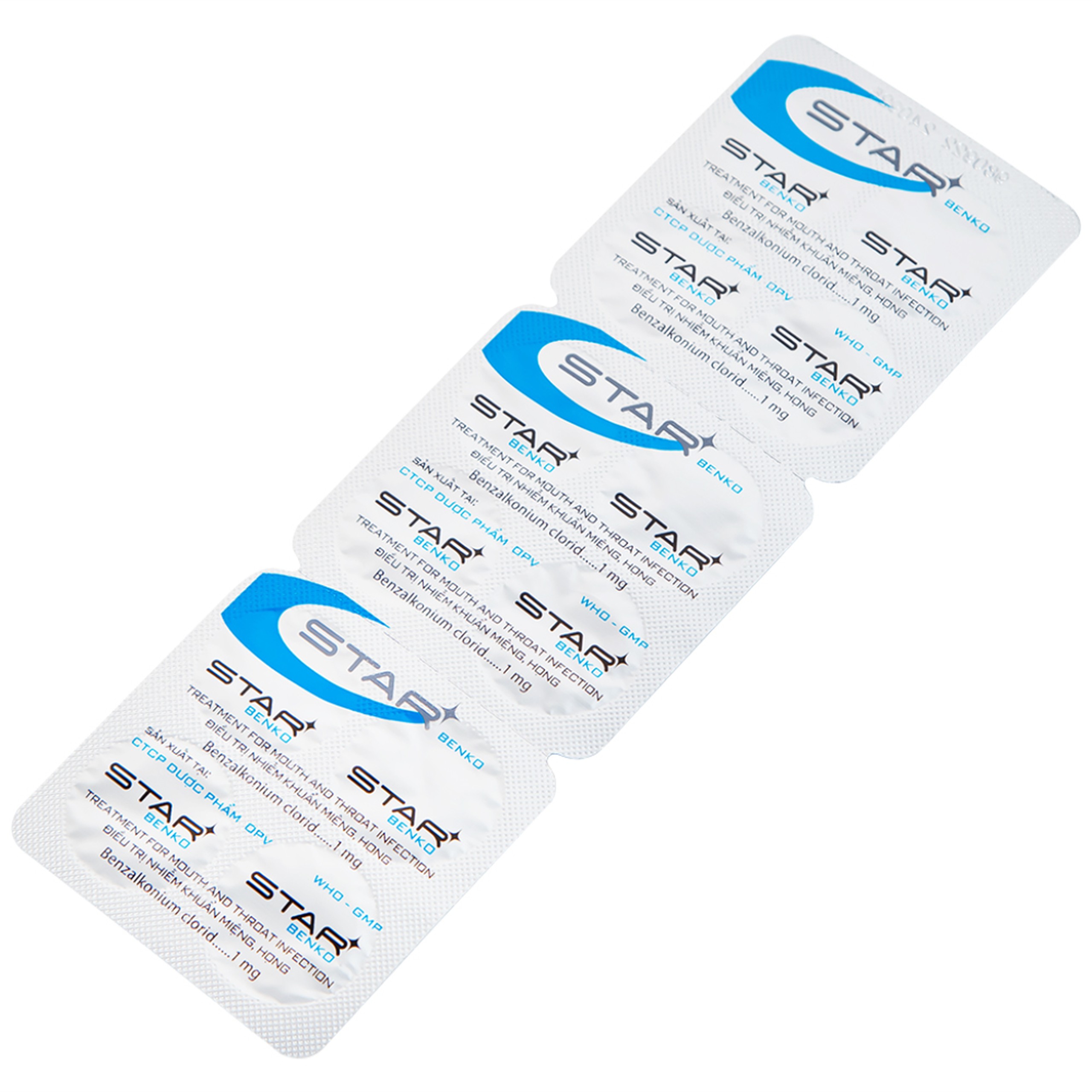 Viên ngậm Star Benko OPV điều trị nhiễm khuẩn miệng, họng (2 vỉ x 12 viên)