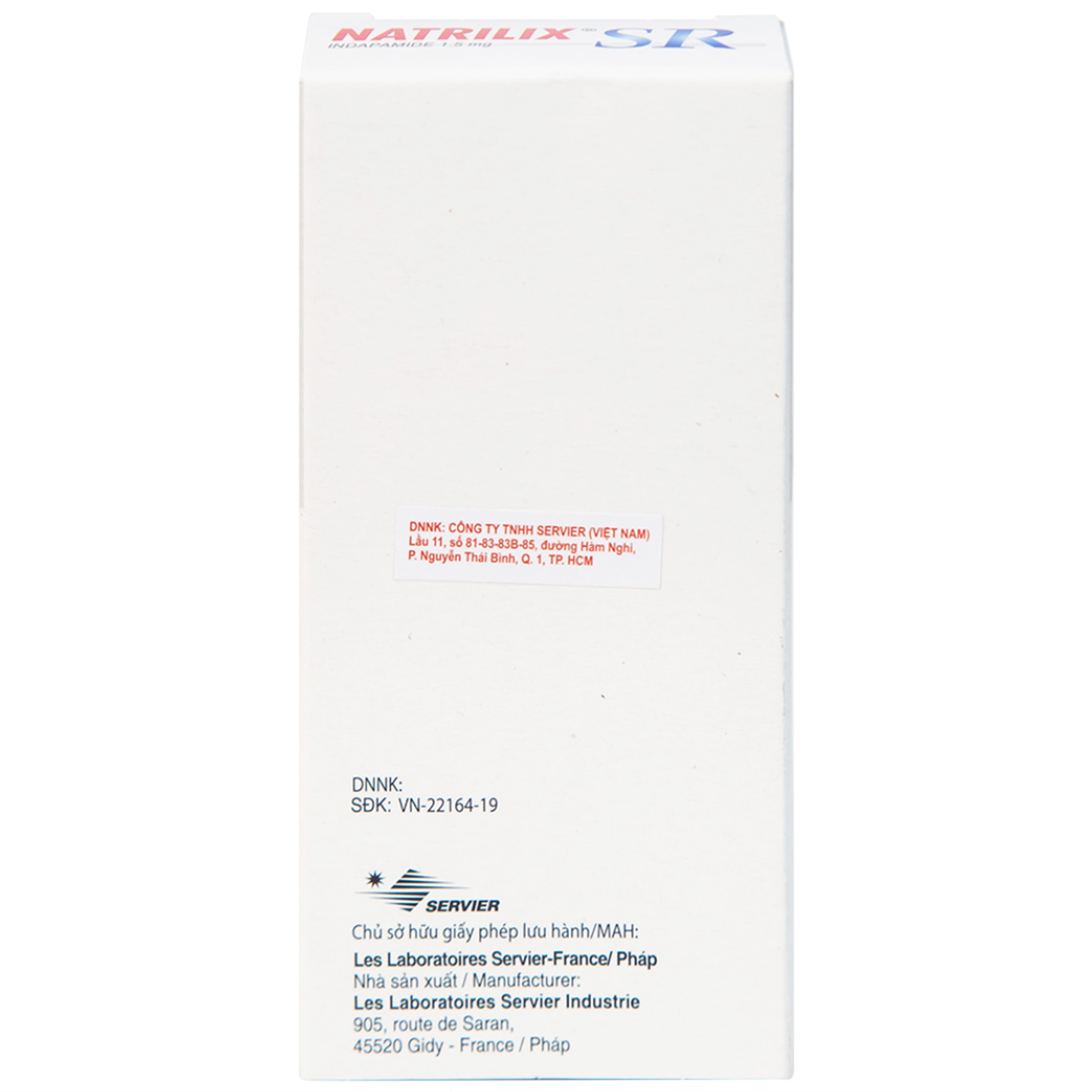 Viên nén Natrilix SR Servier điều trị tăng huyết áp nguyên phát (3 vỉ x 10 viên)