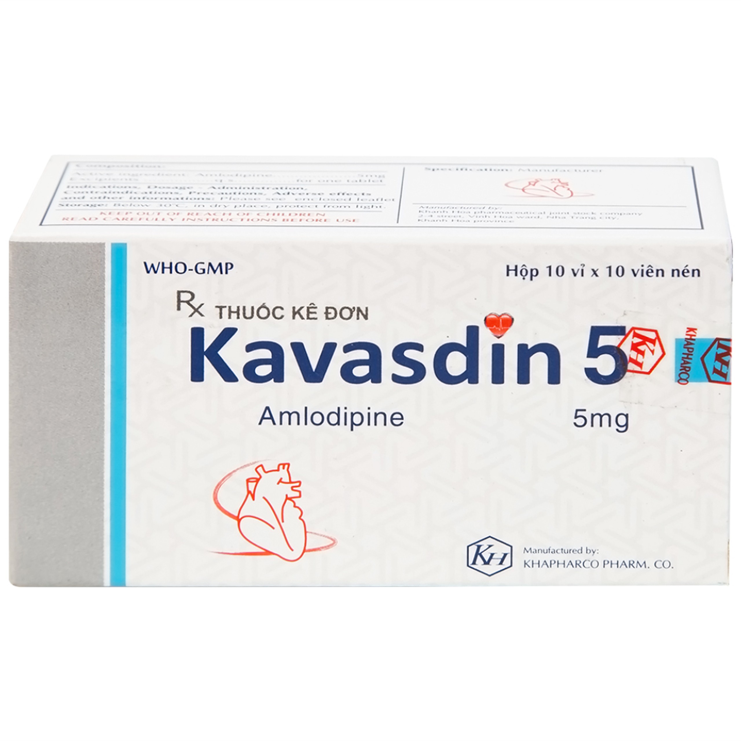 Thuốc Kavasdin 5 Khánh Hòa hỗ trợ điều trị tăng huyết áp (10 vỉ x 10 viên)