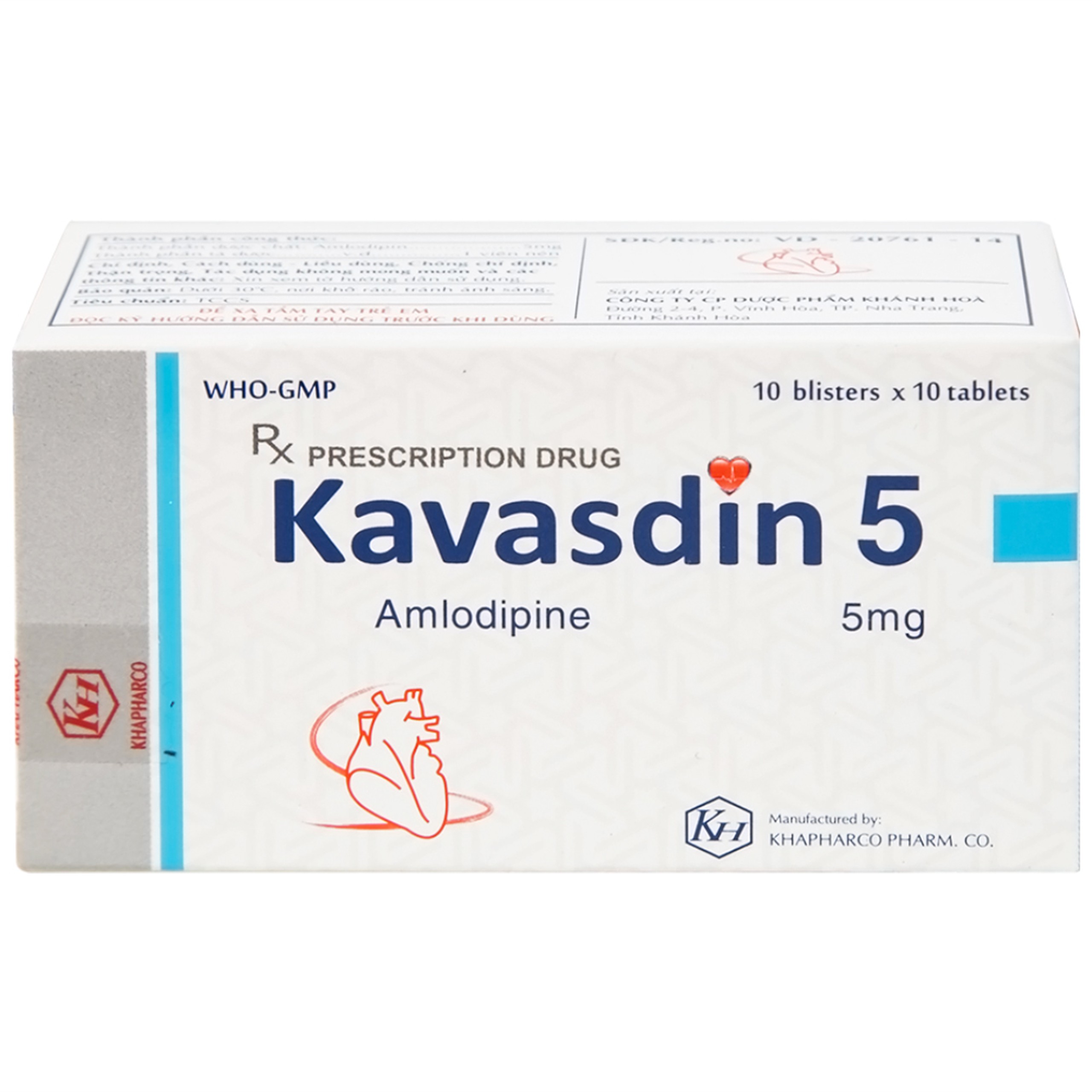 Thuốc Kavasdin 5 Khánh Hòa hỗ trợ điều trị tăng huyết áp (10 vỉ x 10 viên)