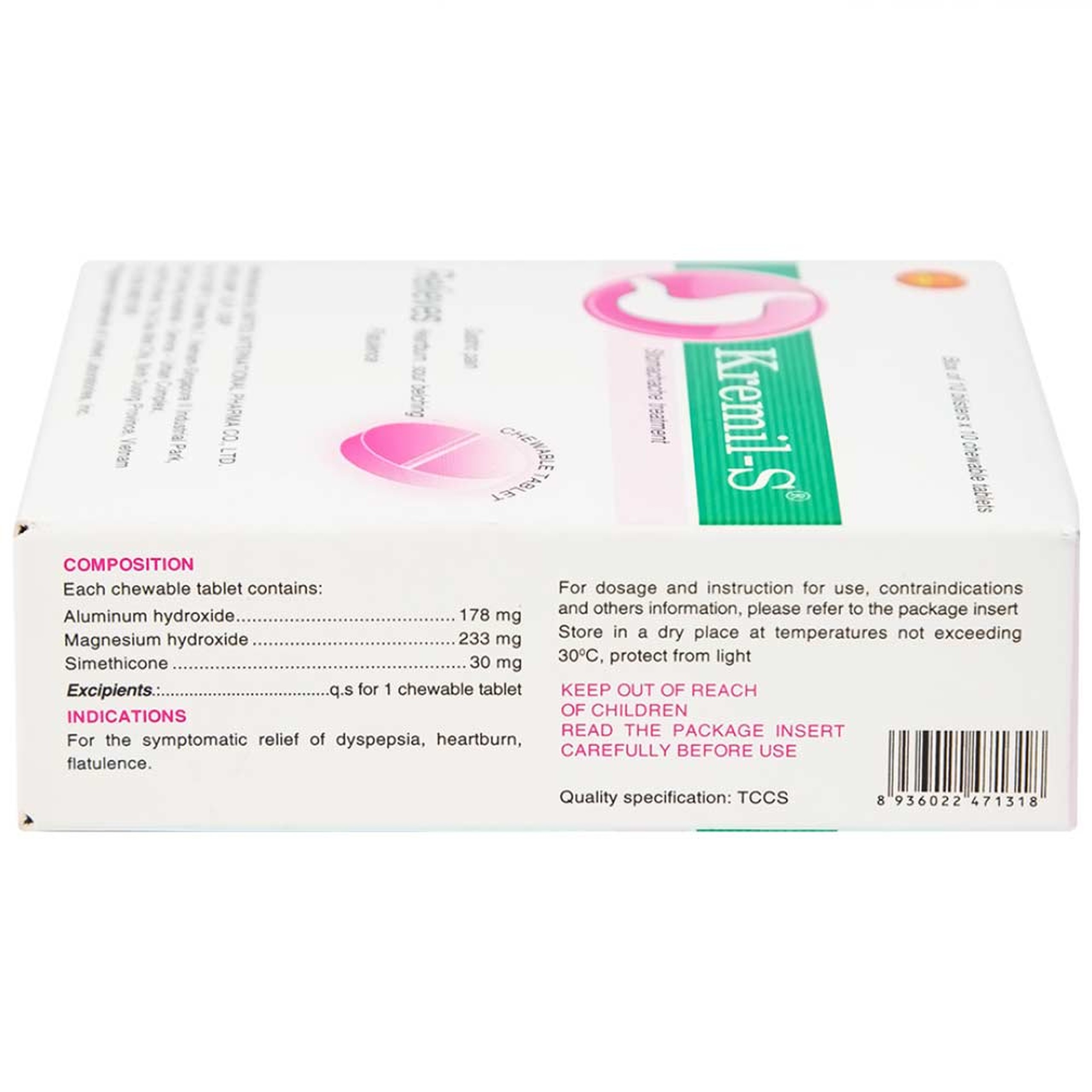 Viên nhai Kremil-S United điều trị đau dạ dày, giảm nóng rát dạ dày, ợ nóng, ợ chua (10 vỉ x 10 viên)