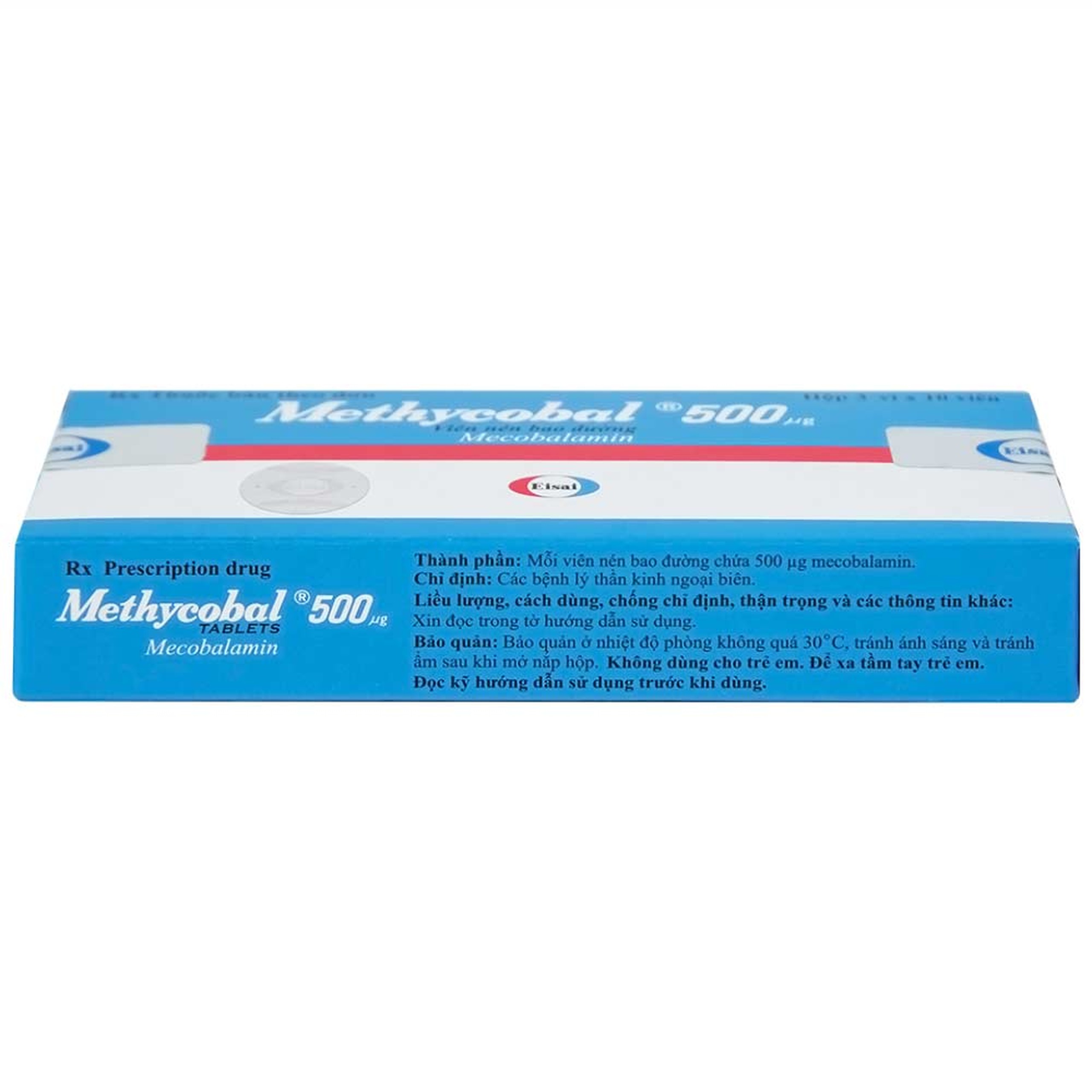 Viên nén Methycobal 500µg Eisai điều trị bệnh lý thần kinh ngoại biên (3 vỉ x 10 viên)