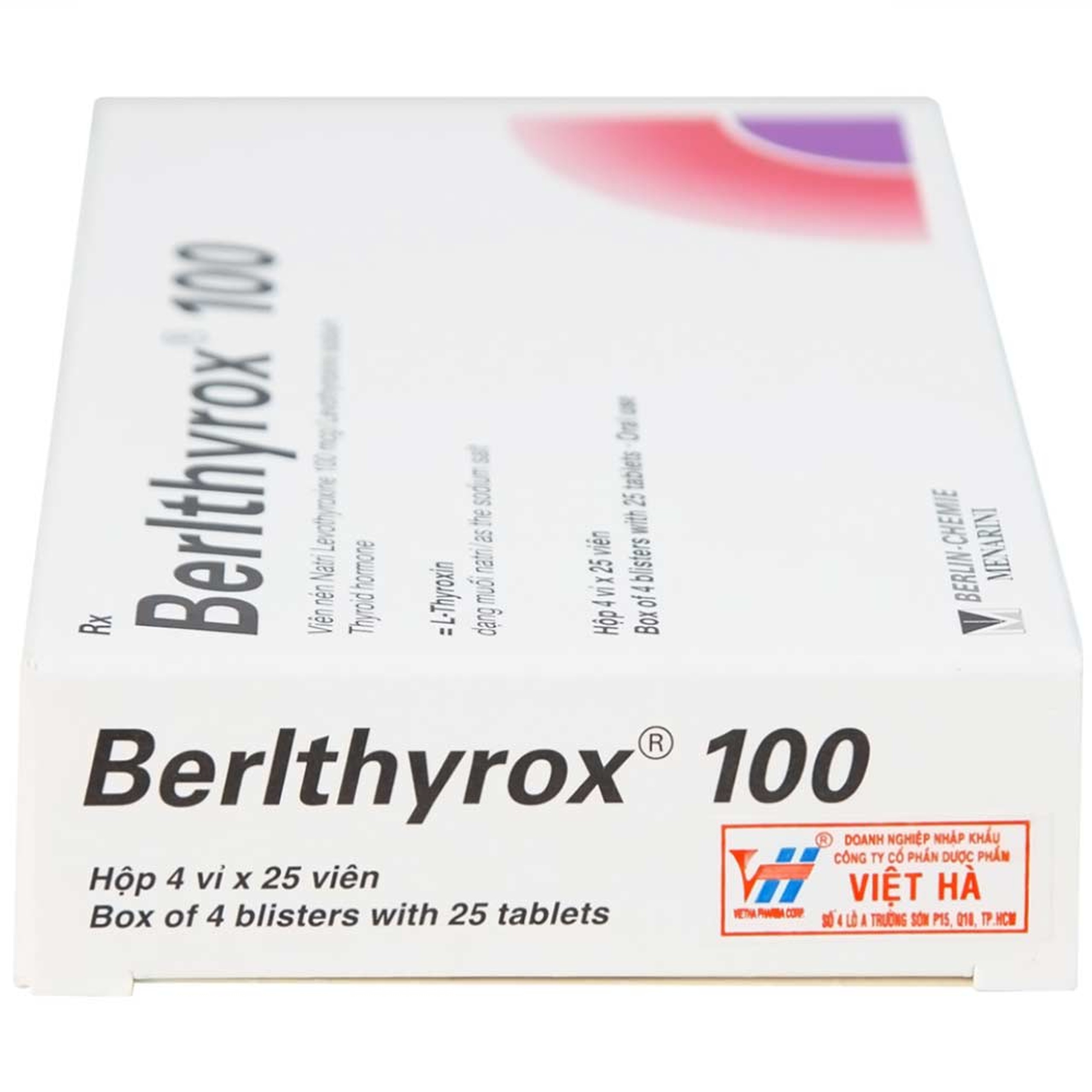 Thuốc Berlthyrox 100 Menarini điều trị thiểu năng tuyến giáp (4 vỉ x 25 viên)