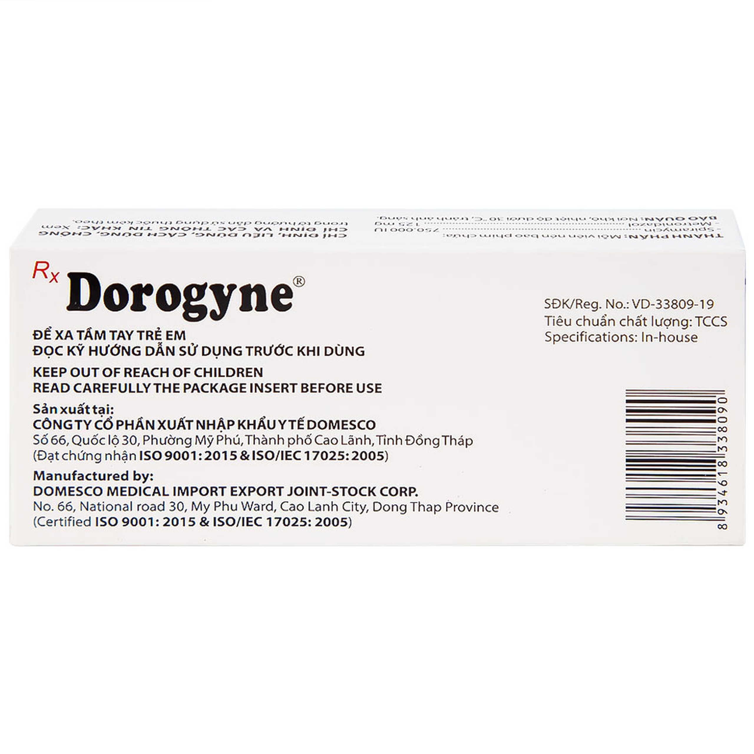 Thuốc Dorogyne Domesco điều trị các bệnh nhiễm khuẩn răng miệng cấp và mạn tính (2 vỉ x 10 viên)