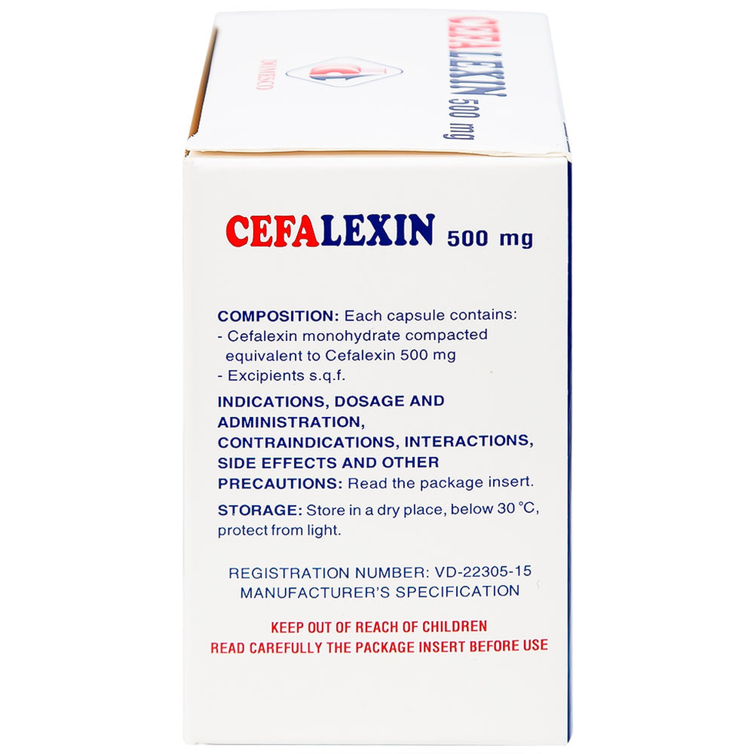 Thuốc Cefalexin 500mg Domesco điều trị nhiễm khuẩn (10 vỉ x 10 viên)