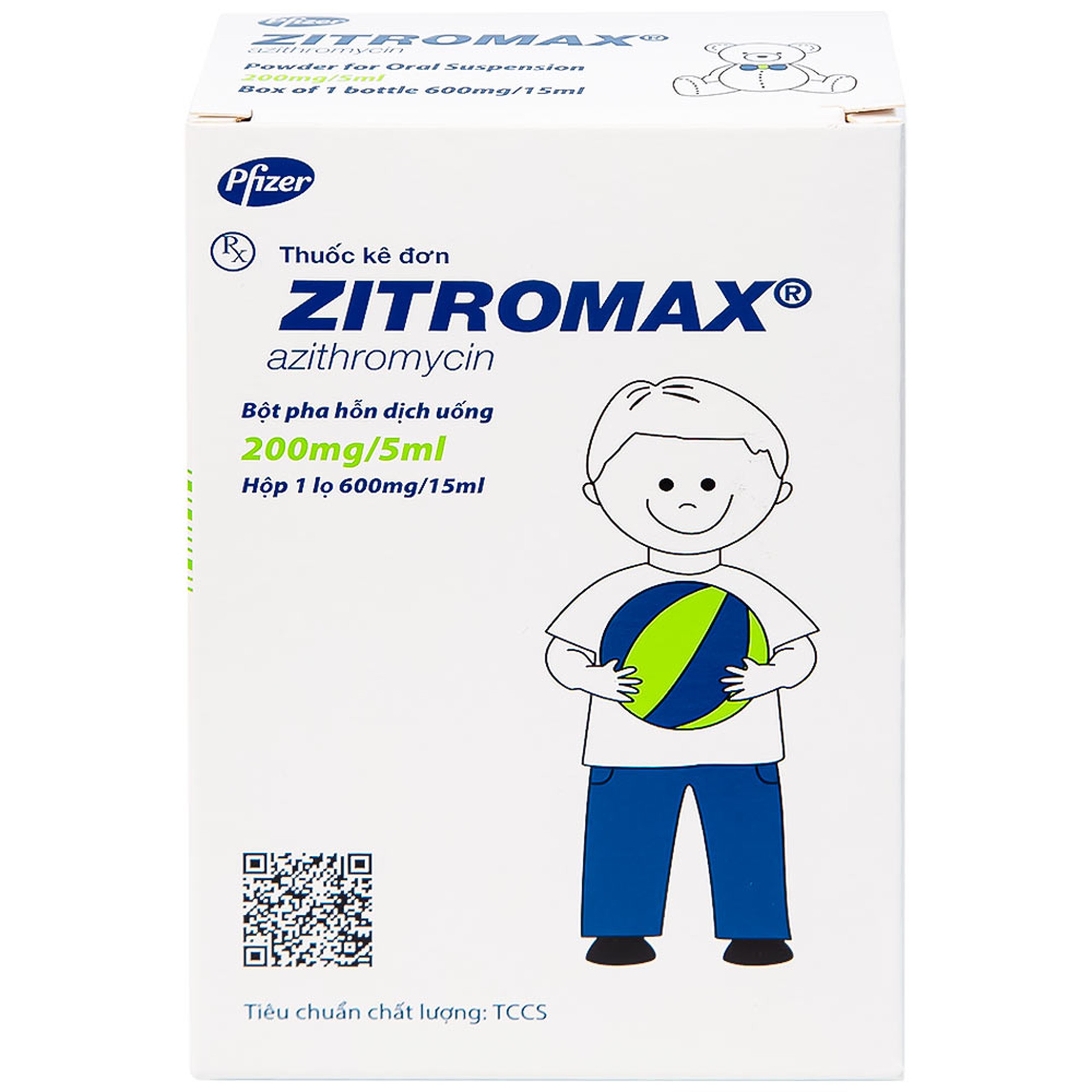 Bột pha hỗn dịch uống Zitromax 200mg/5ml Pfizer điều trị các chứng nhiễm khuẩn (15ml)
