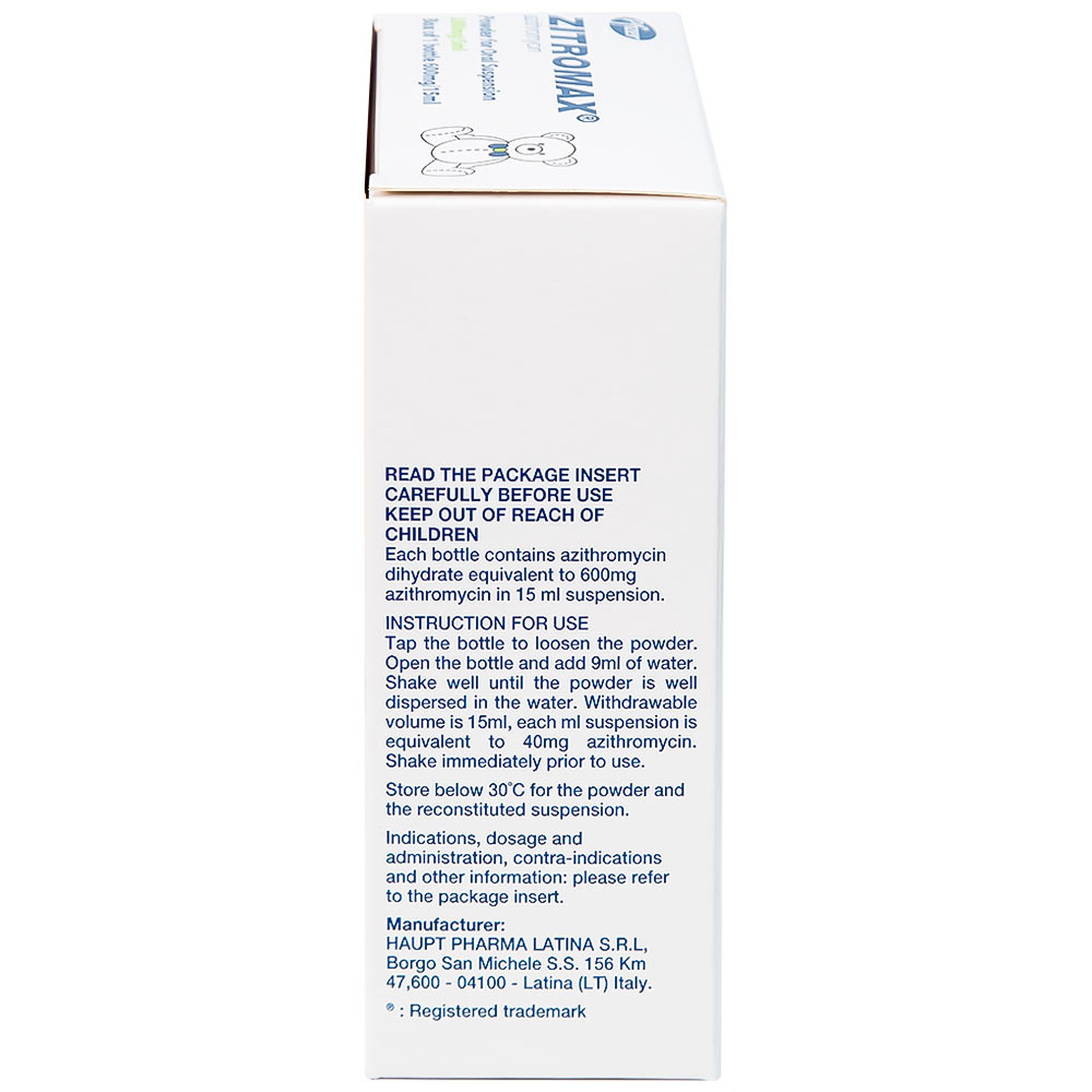 Bột pha hỗn dịch uống Zitromax 200mg/5ml Pfizer điều trị các chứng nhiễm khuẩn (15ml)