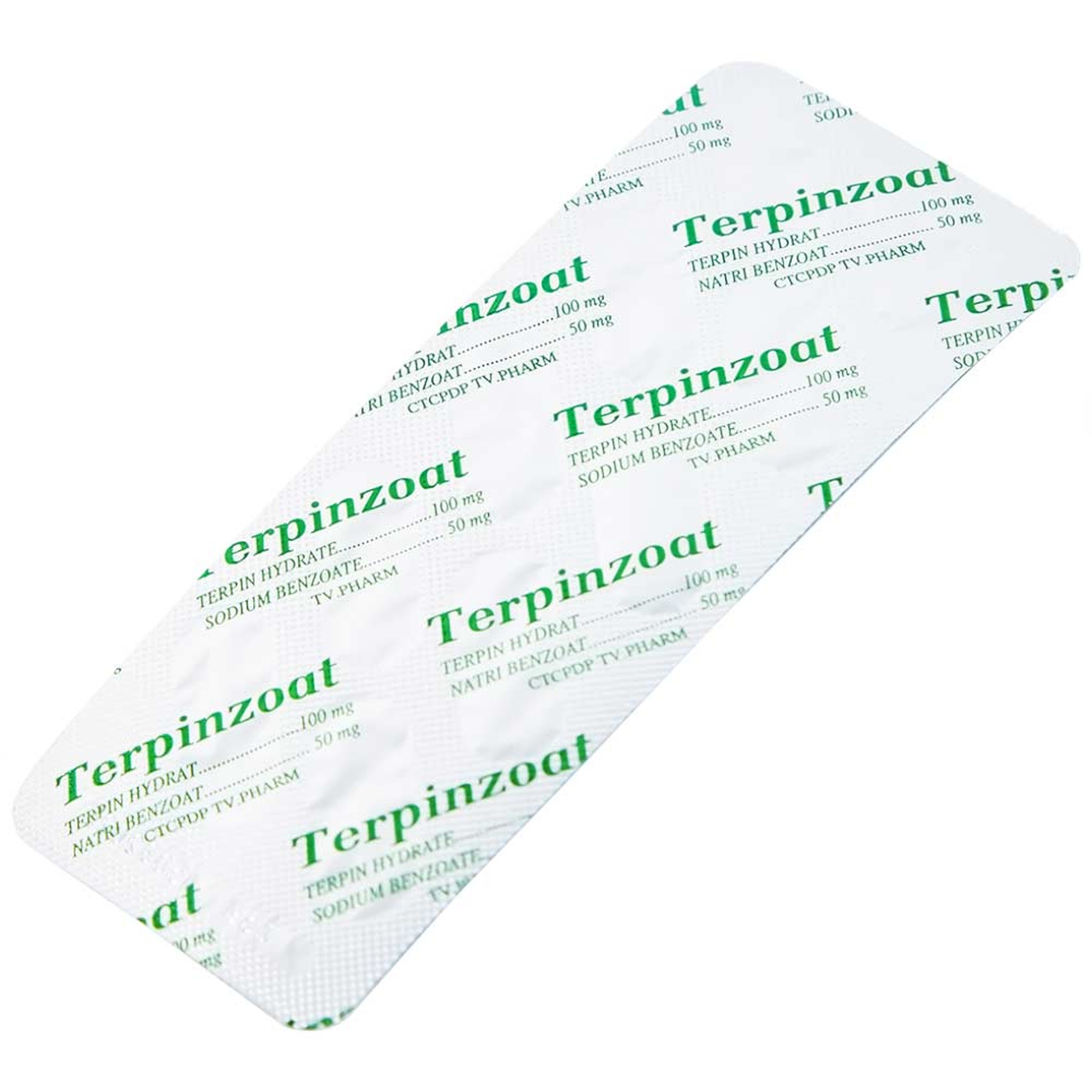 Thuốc Terpinzoat TV.PHARM làm loãng đờm và điều trị các triệu chứng ho (100 viên)