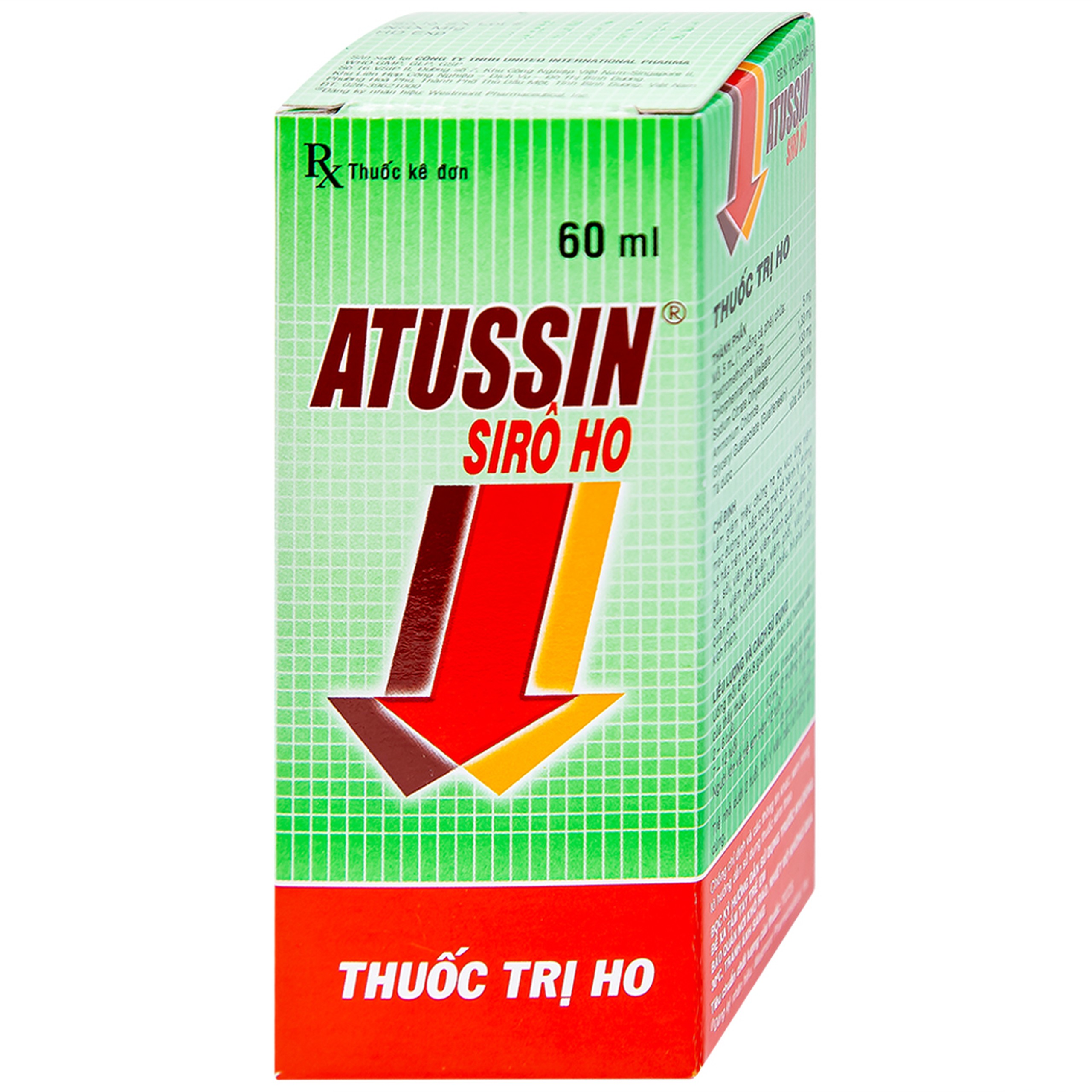 Siro ho Atussin United hỗ trợ giảm các triệu chứng ho (60ml)