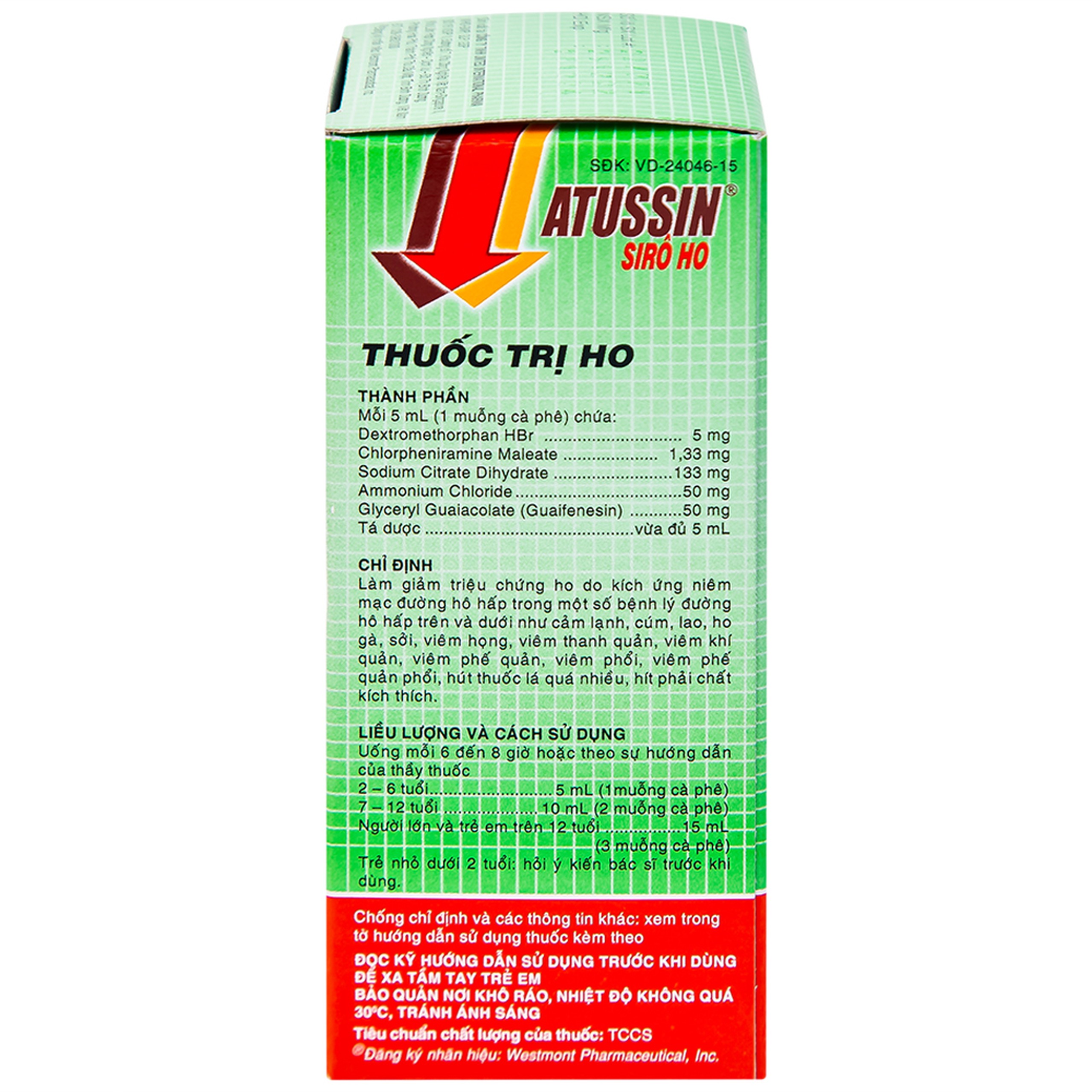 Siro ho Atussin United hỗ trợ giảm các triệu chứng ho (60ml)