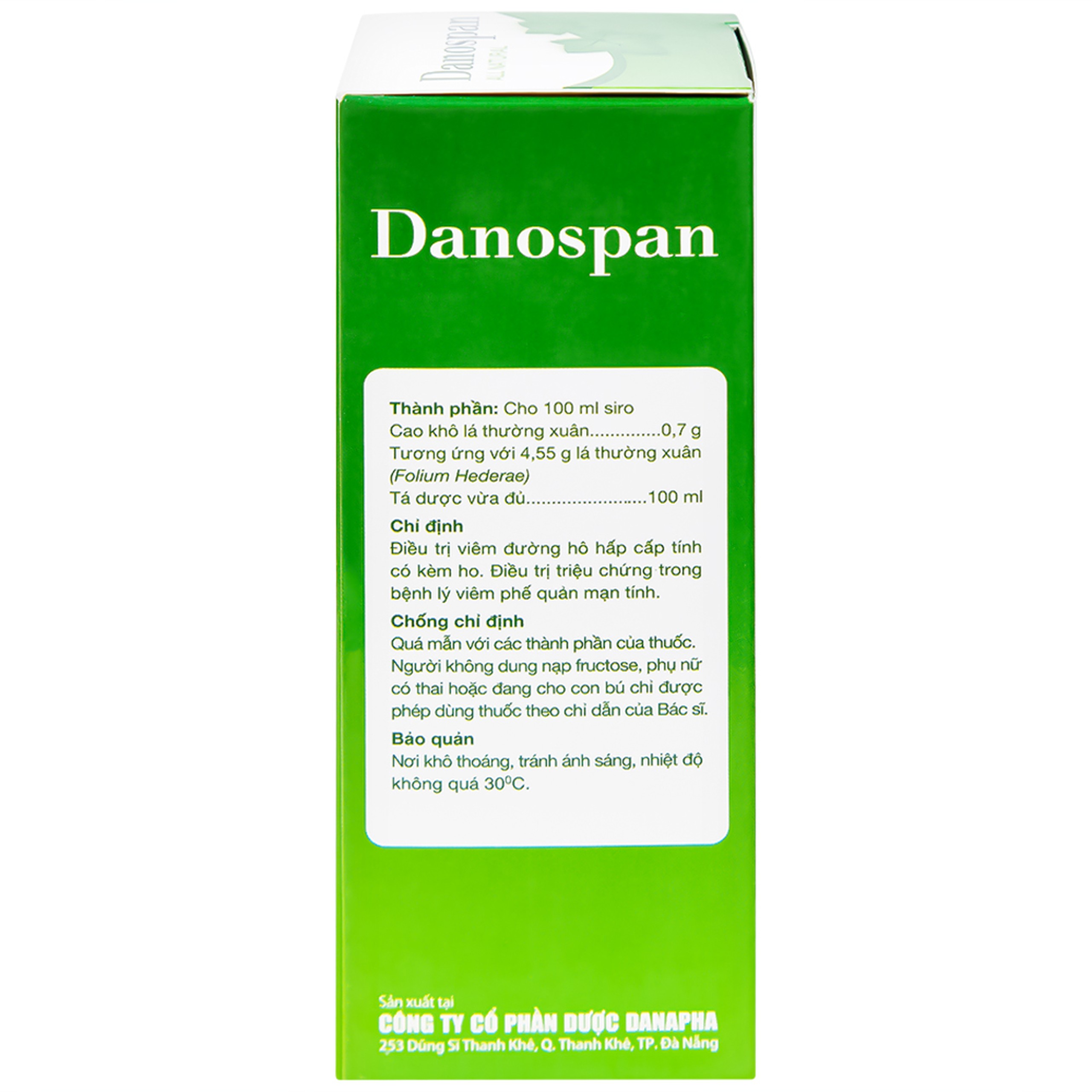 Dung dịch Danospan Danapha điều trị viêm đường hô hấp cấp tính có kèm ho (100ml)