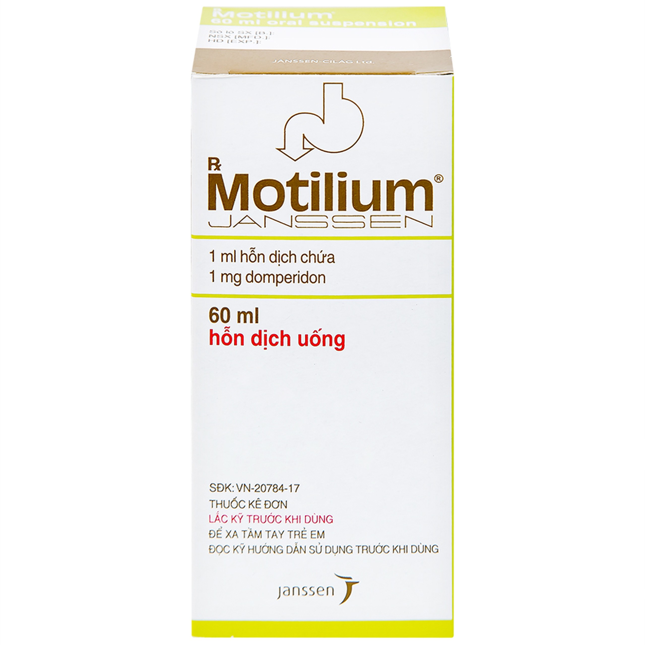 Hỗn dịch uống Motilium Janssen điều trị triệu chứng nôn và buồn nôn (60ml)