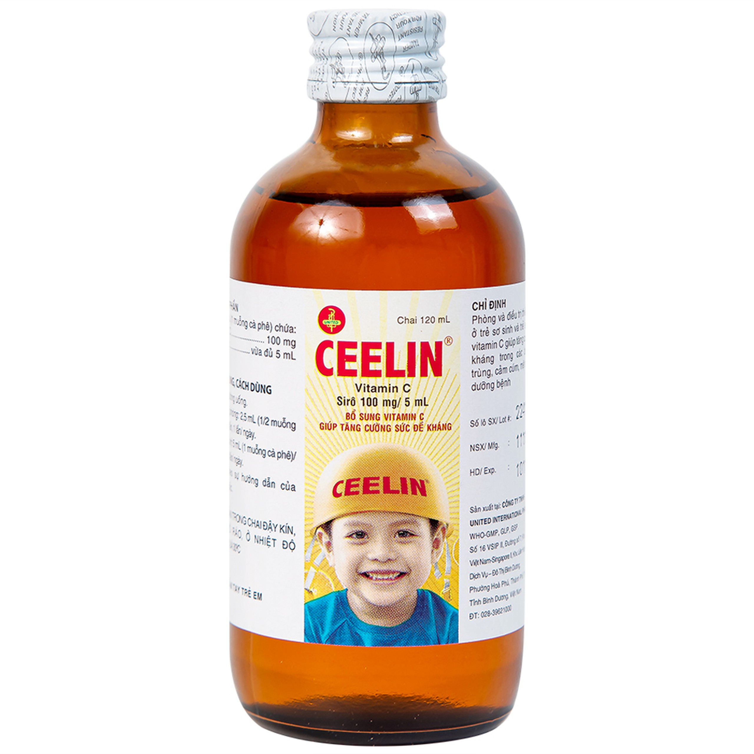 Siro Ceelin United bổ sung vitamin C, tăng cường sức đề kháng (120ml)
