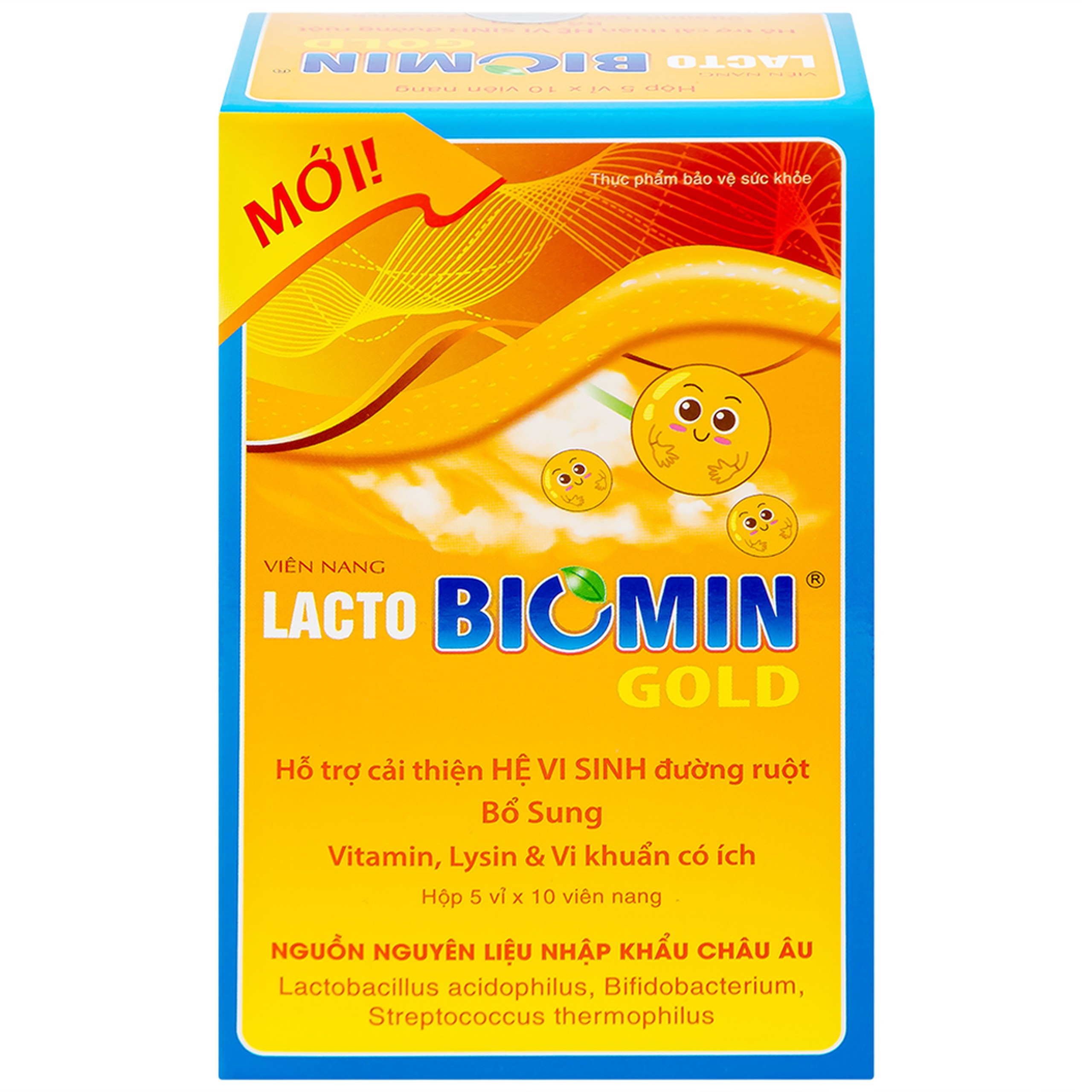 Viên uống Lacto Biomin Gold New HD Pharma hỗ trợ cải thiện hệ vi sinh đường ruột (5 vỉ x 10 viên)