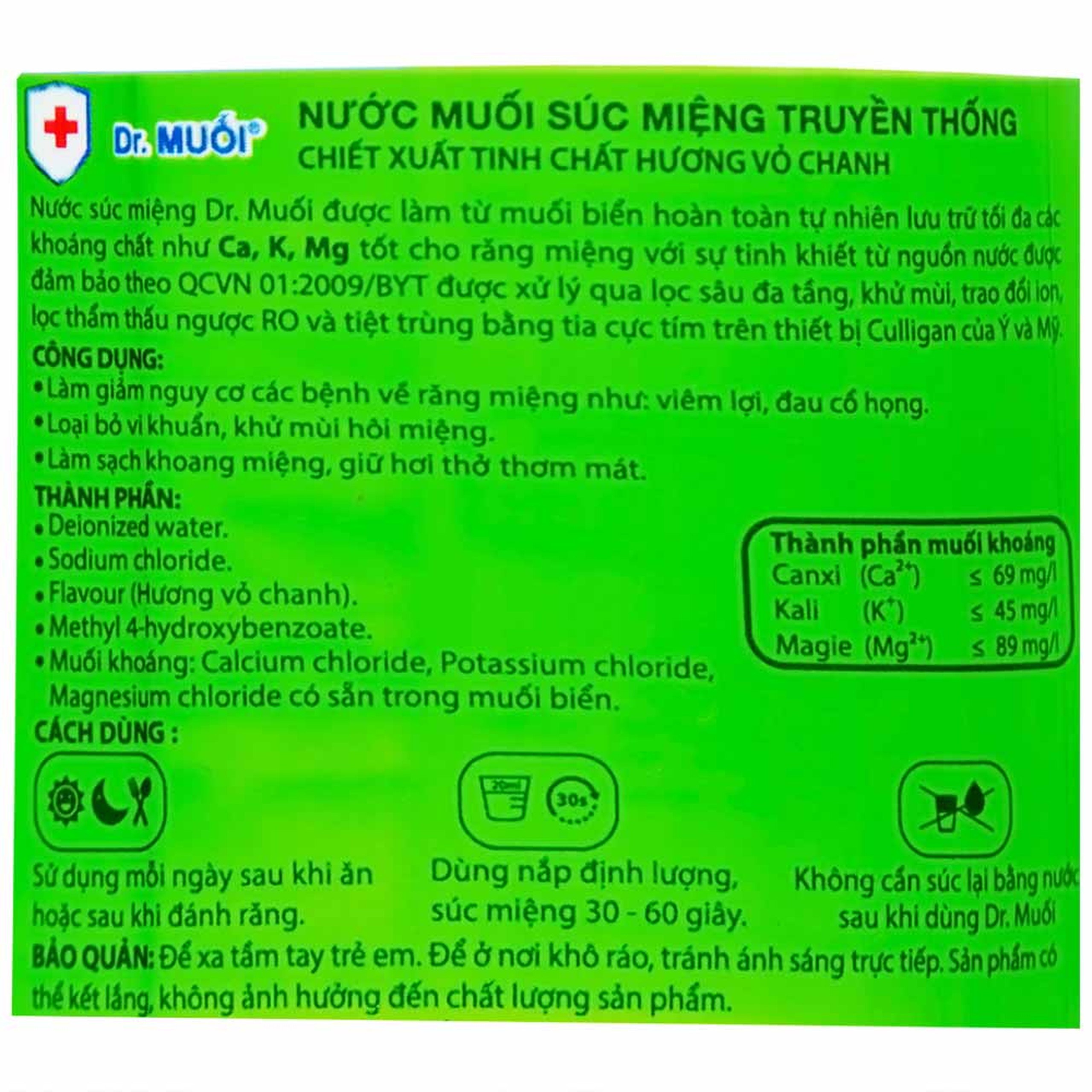 Nước súc miệng Dr. Muối hương vỏ chanh làm giảm nguy cơ các bệnh về răng miệng (500ml)