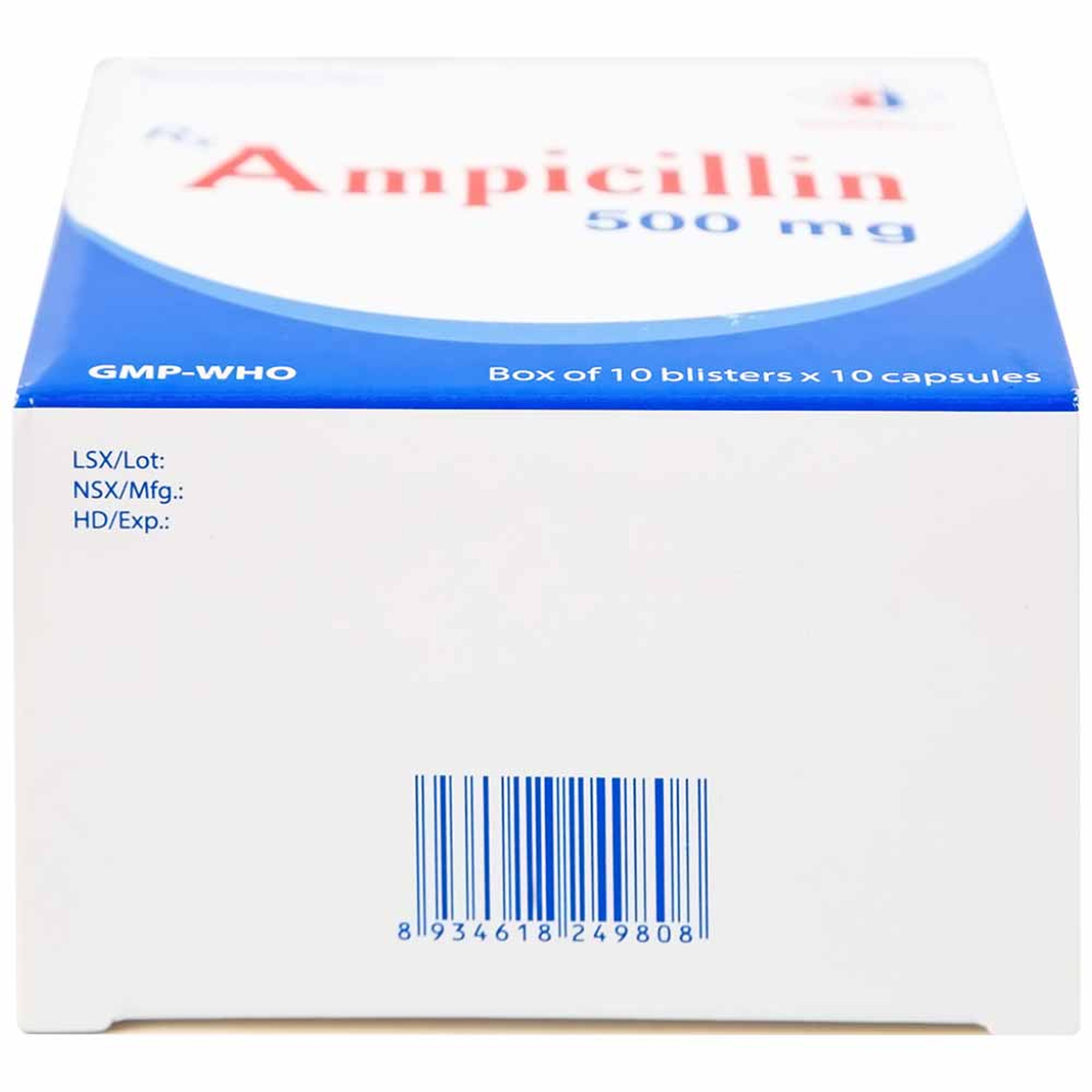 Thuốc Ampicillin 500mg Domesco điều trị nhiễm khuẩn (10 vỉ x 10 viên)
