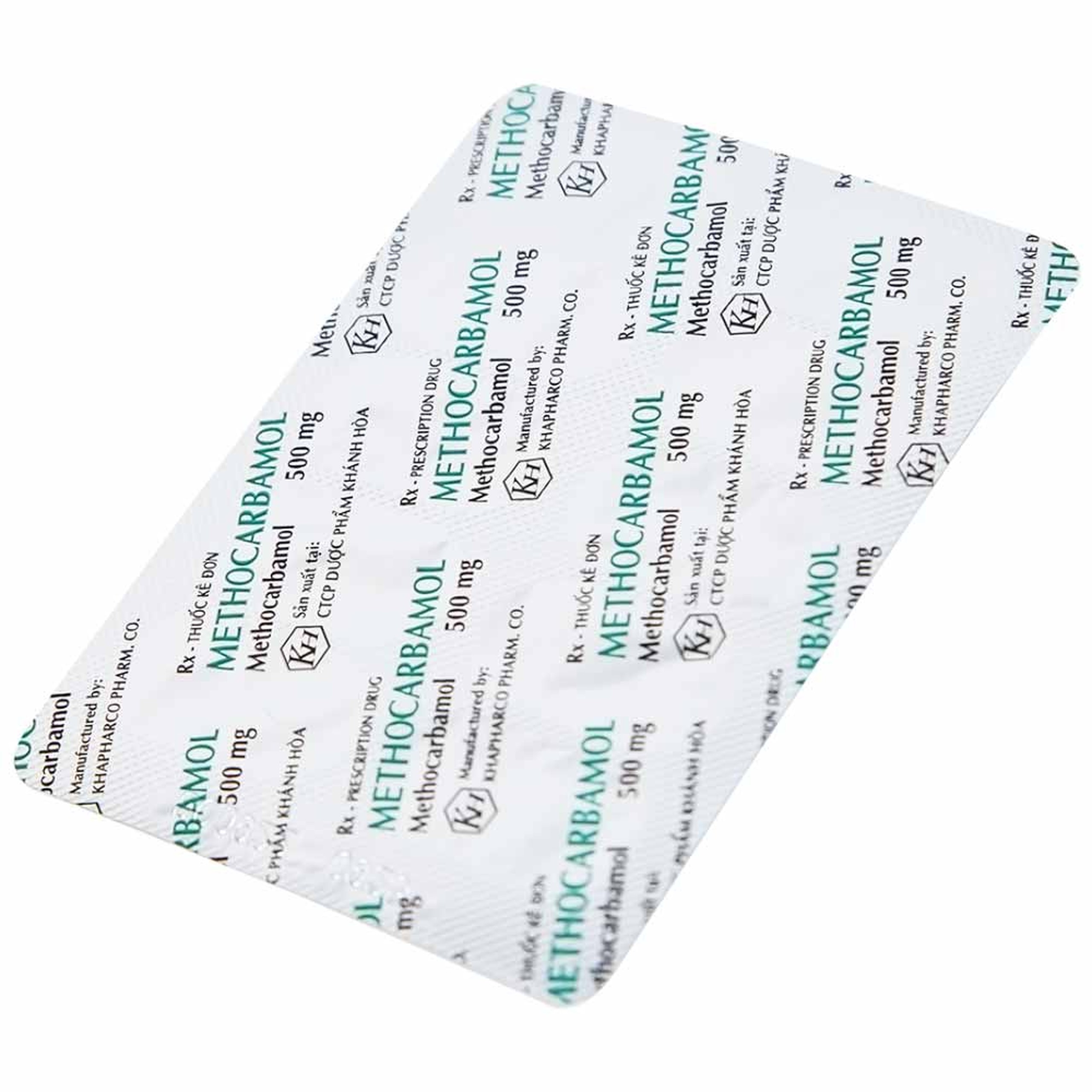 Viên nén Methocarbamol 500mg Khapharco điều trị ngắn hạn cơn đau, co thắt cơ, bong gân (10 vỉ x 10 viên)