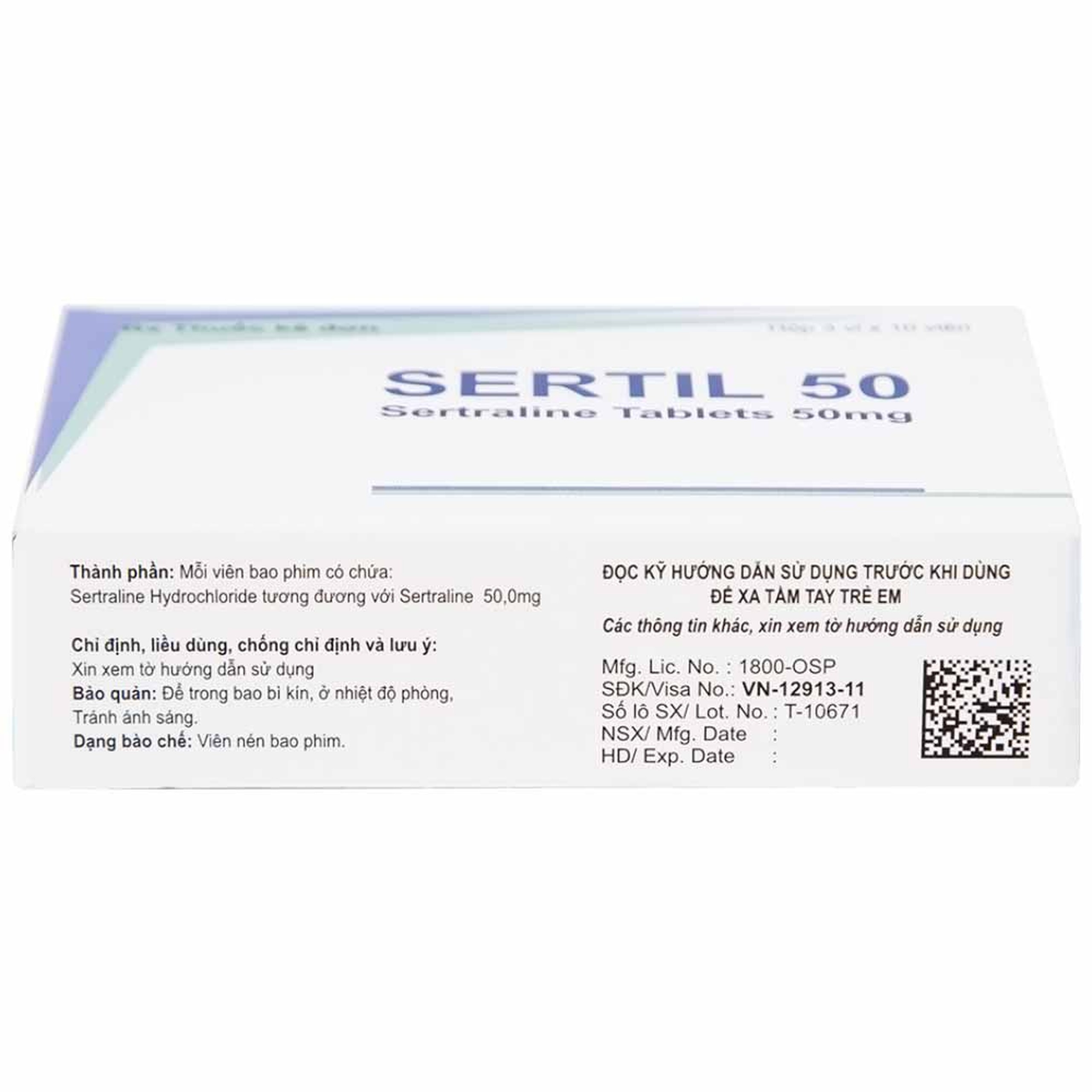 Thuốc Sertil 50 Kwality Pharmaceutical điều trị bệnh trầm cảm, hội chứng hoảng sợ (3 vỉ x 10 viên)