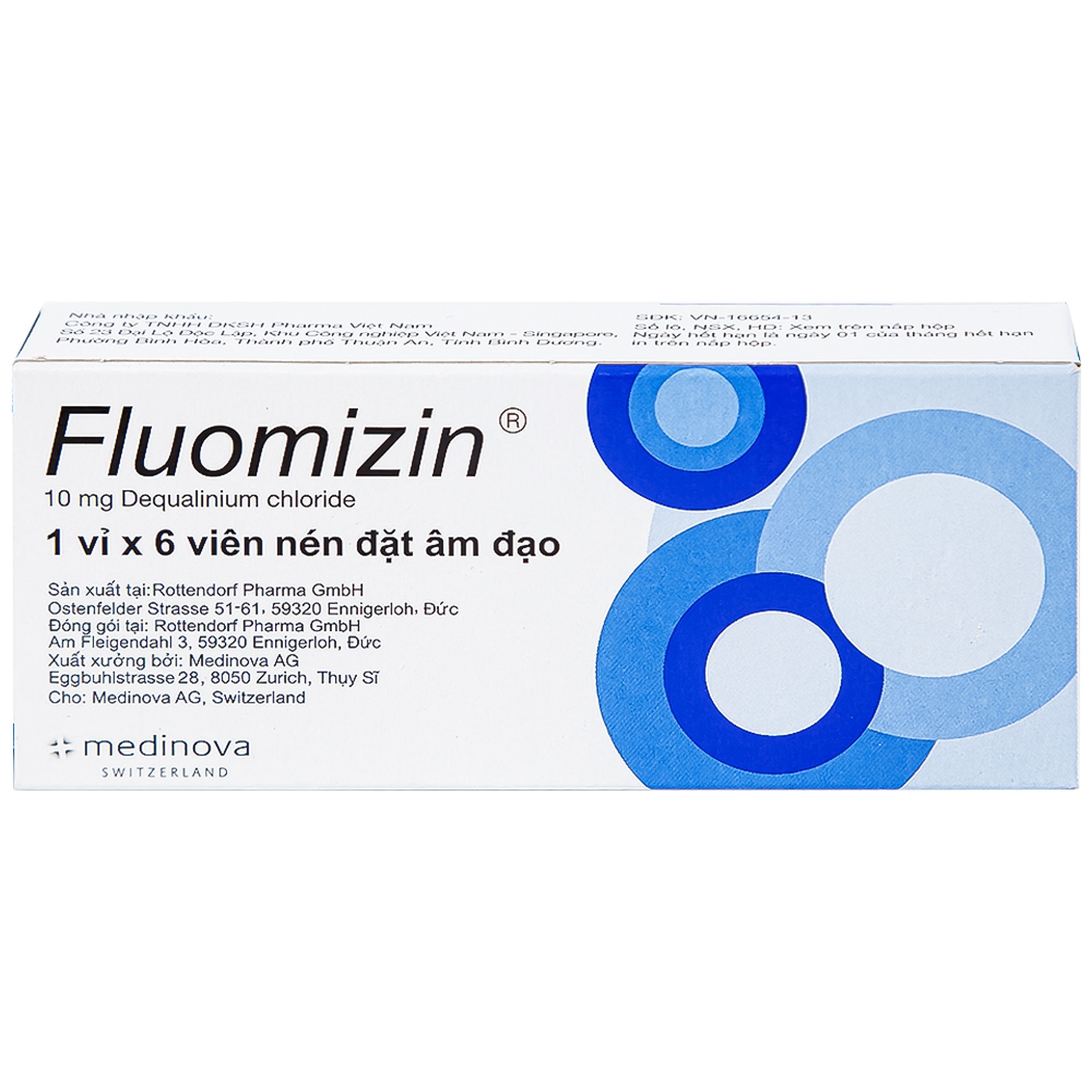 Viên đặt âm đạo Fluomizin Medinova điều trị nhiễm nấm âm đạo, nhiễm khuẩn âm đạo (1 vỉ x 6 viên)