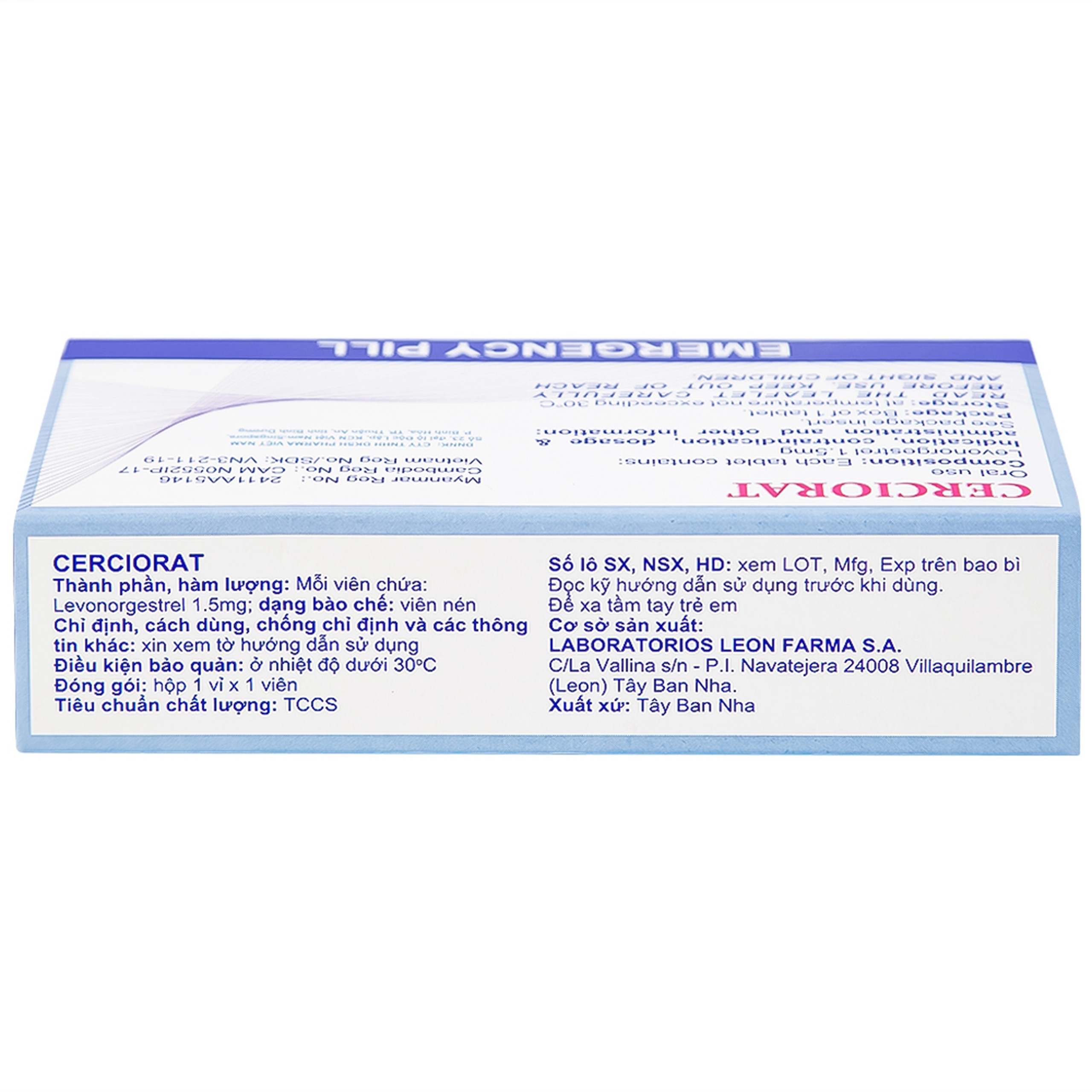 Thuốc tránh thai khẩn cấp Cerciorat 1.5mg Exeltis (1 viên)