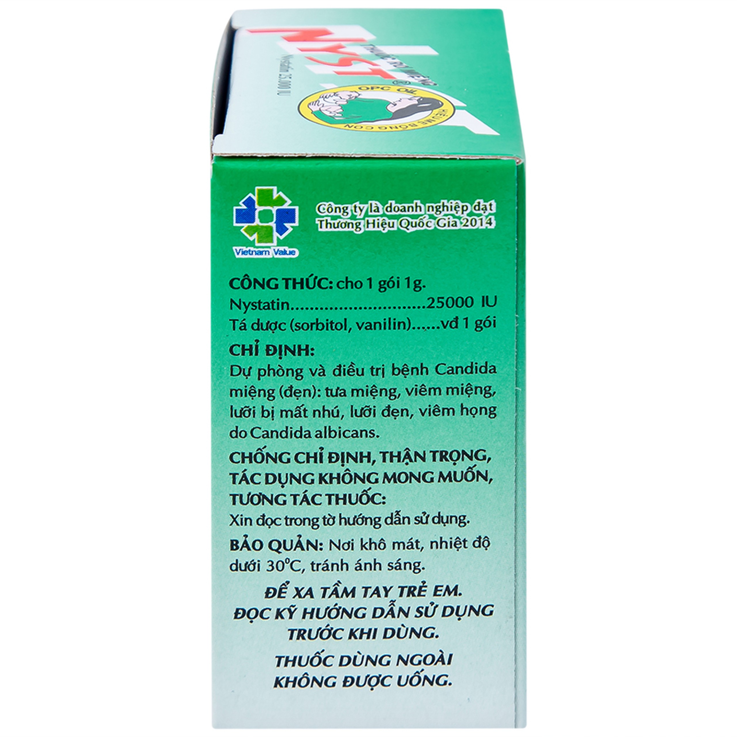 Thuốc rơ miệng Nyst 25.000IU OPC dự phòng và điều trị bệnh Candida miệng (10 gói)