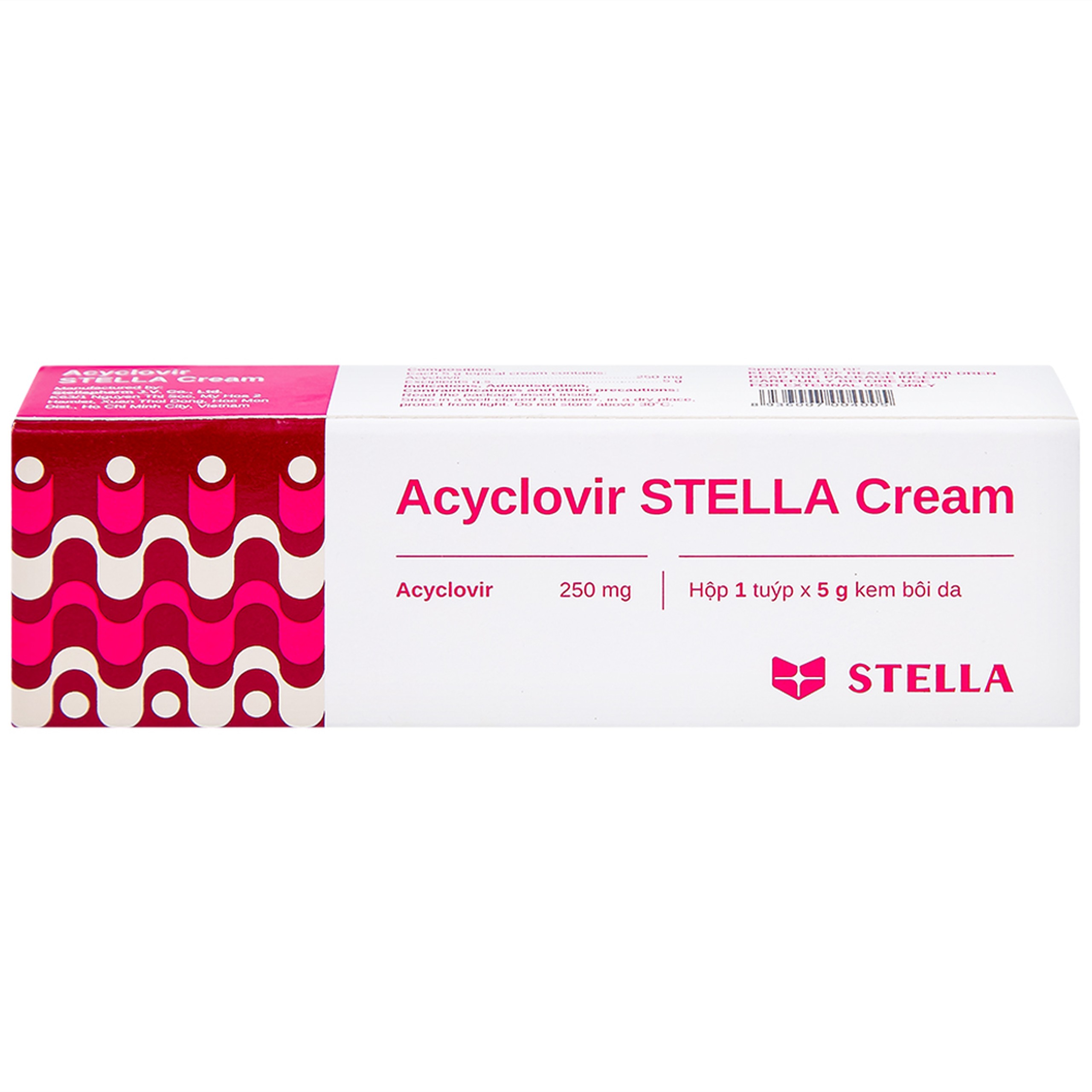 Kem bôi da Acyclovir Stella Cream (5g) điều trị nhiễm virus Herpes simplex