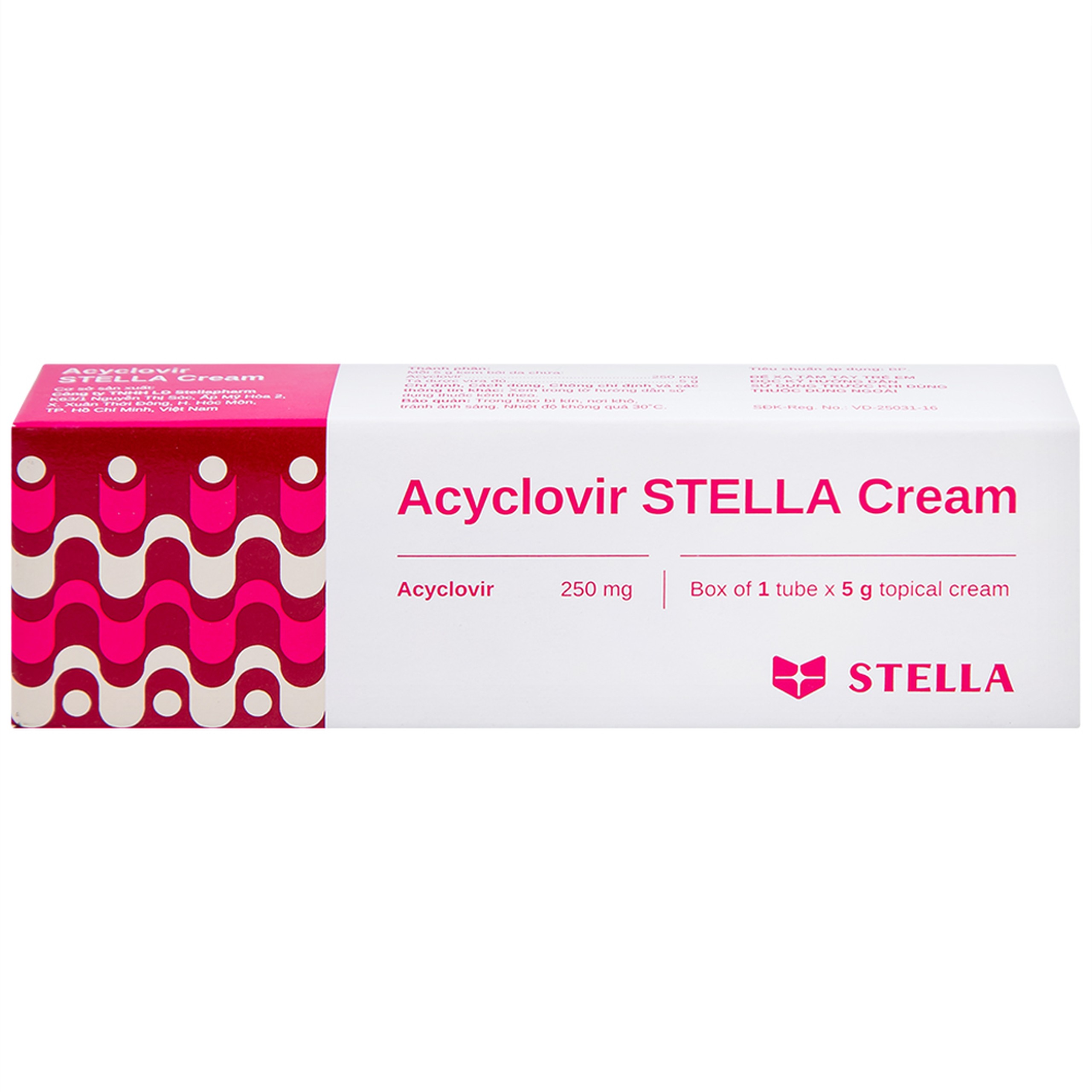 Kem bôi da Acyclovir Stella Cream (5g) điều trị nhiễm virus Herpes simplex