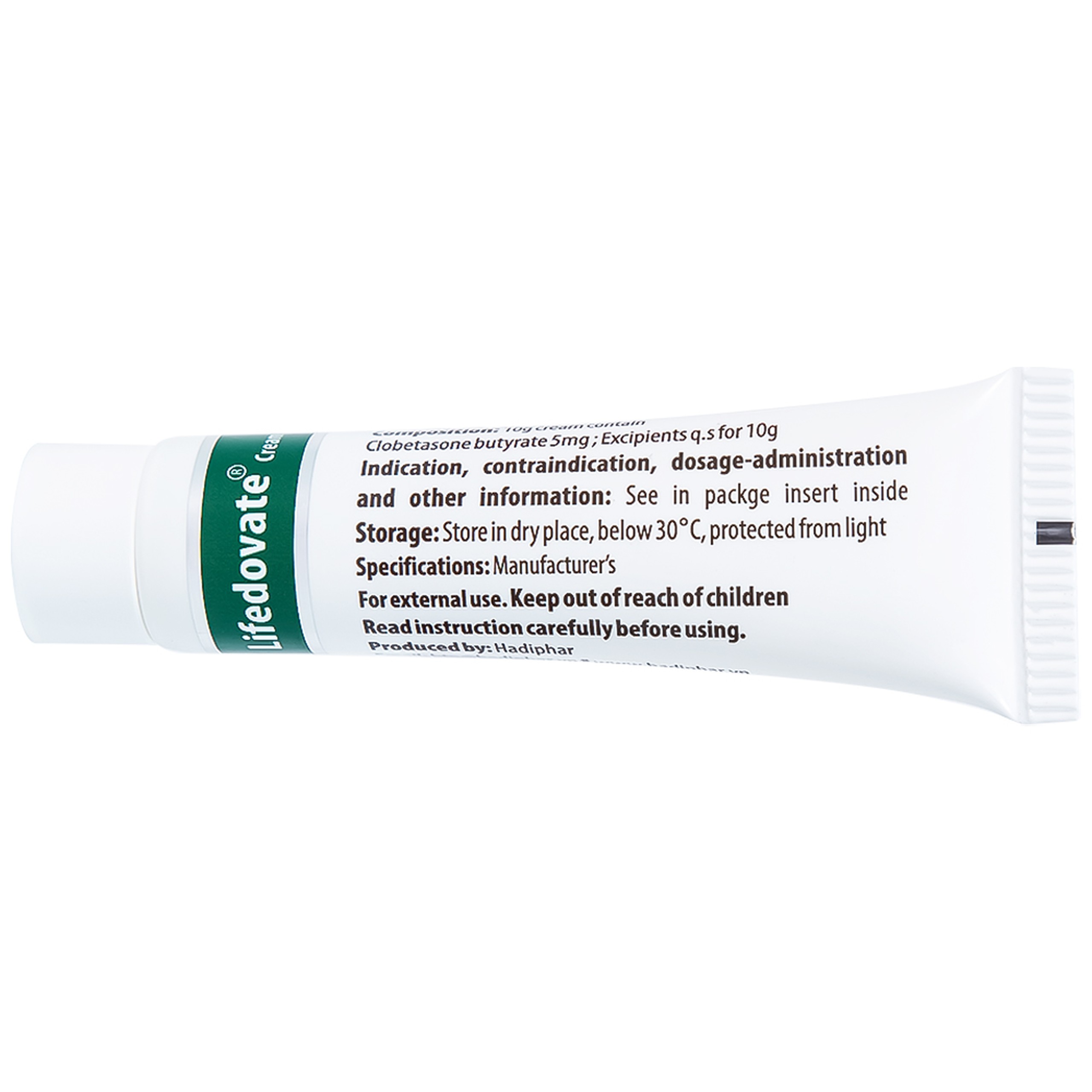 Kem bôi da Lifedovate Cream 0,05% Hadiphar điều trị các vết long eczema, viêm da (10g)