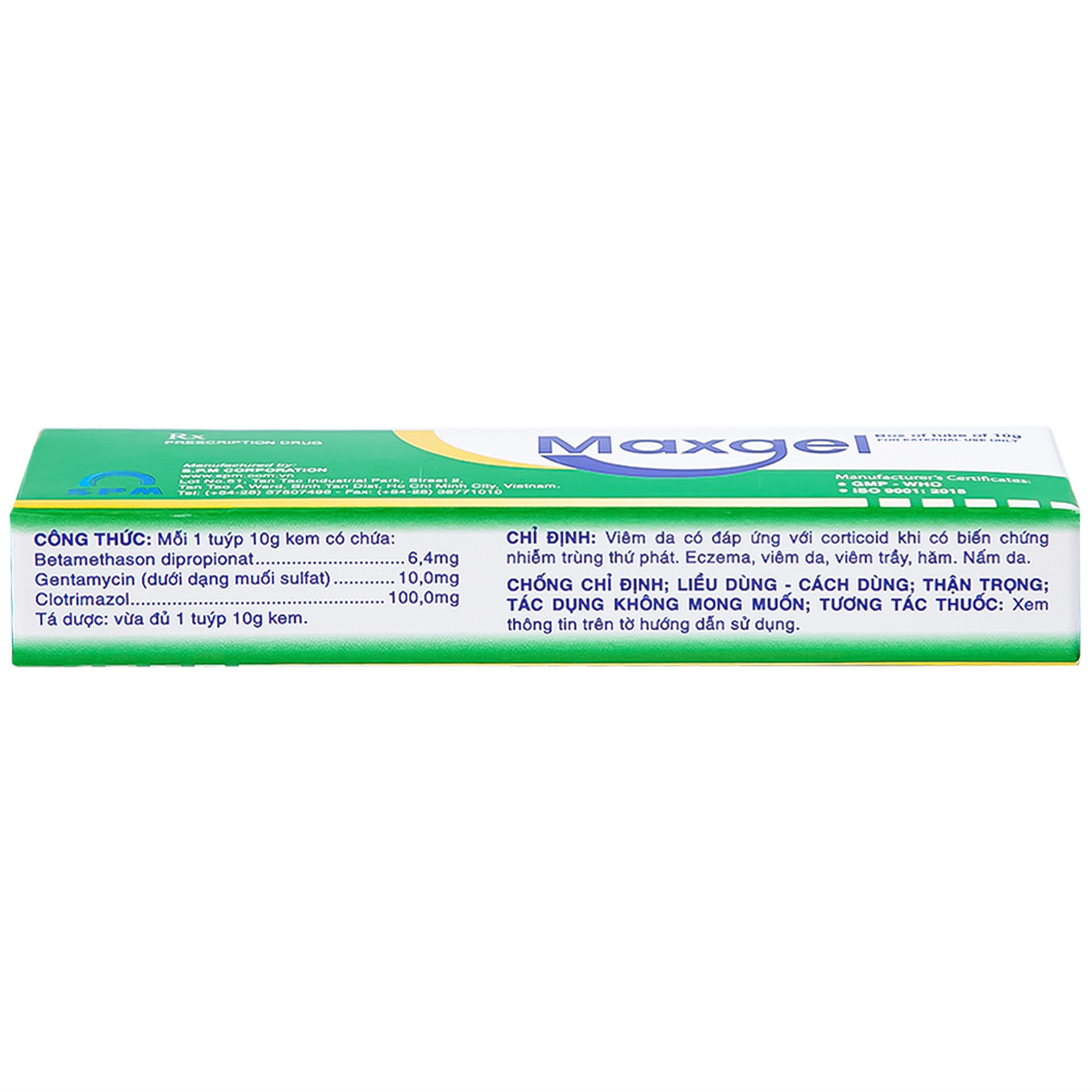 Kem bôi da Maxgel SPM điều trị viêm da, viêm trầy, hăm, nấm da (10g)