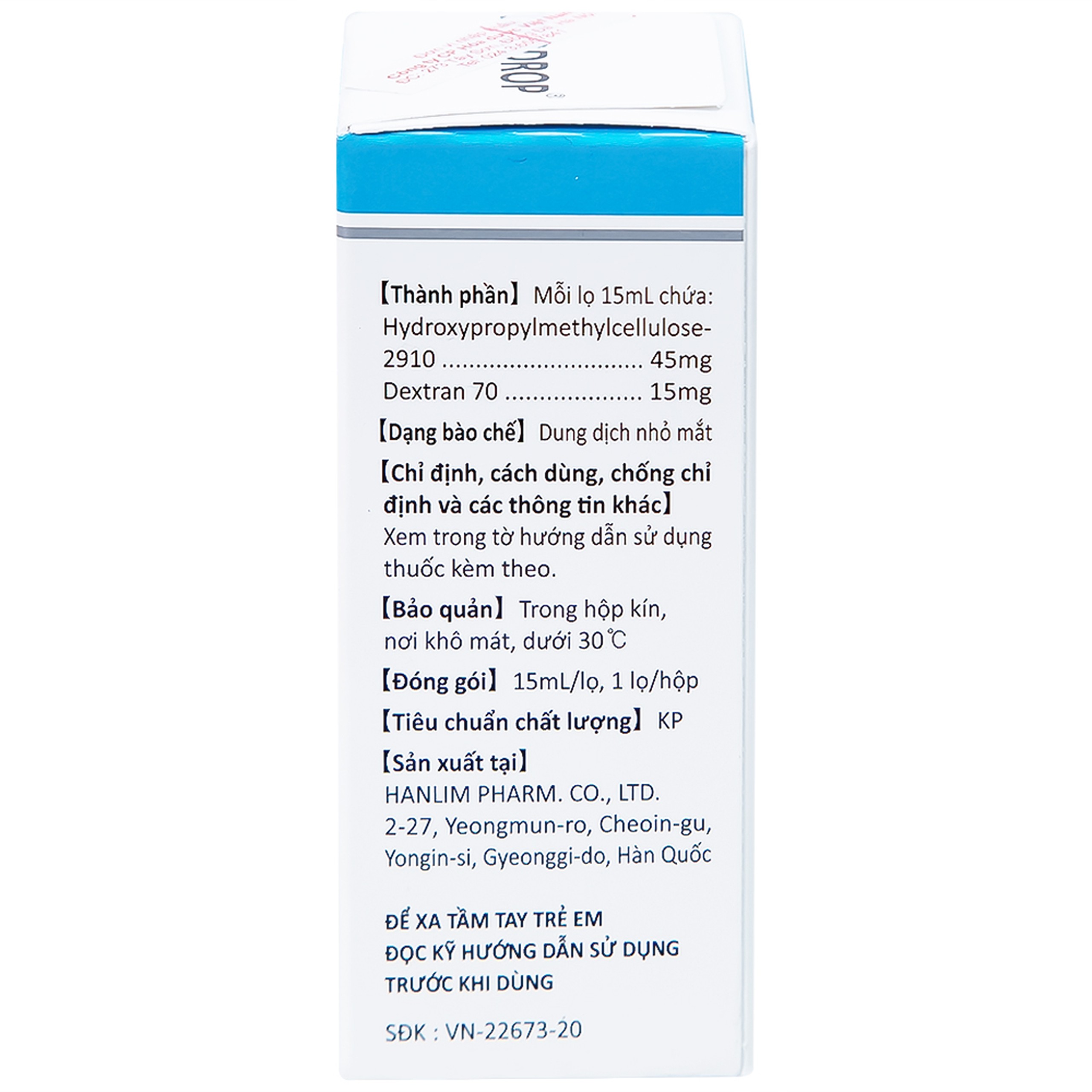 Thuốc nhỏ mắt Telodrop Hanlim điều trị chứng khô mắt (15ml)