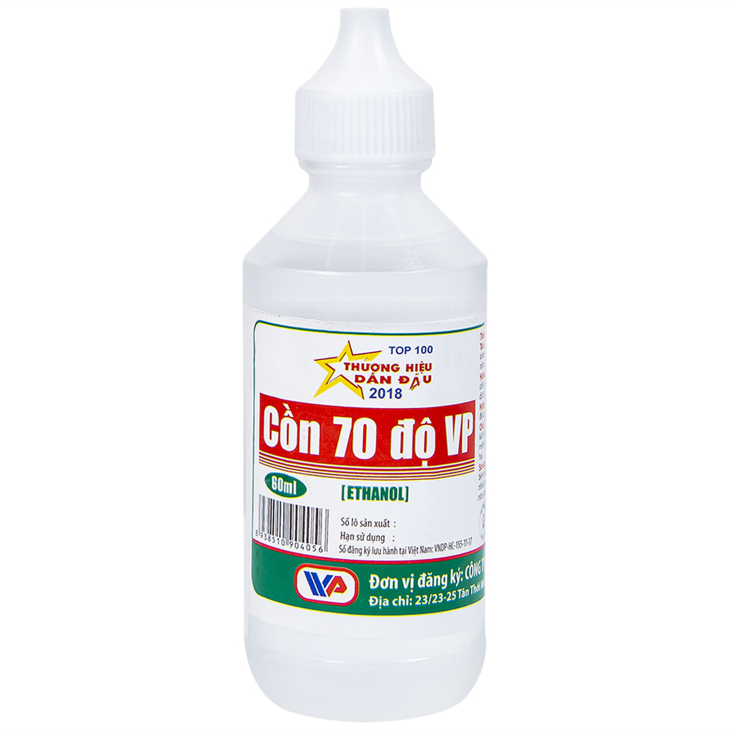 Cồn trắng 70 độ Vĩnh Phúc trắng hỗ trợ sát trùng vết thương (60ml)
