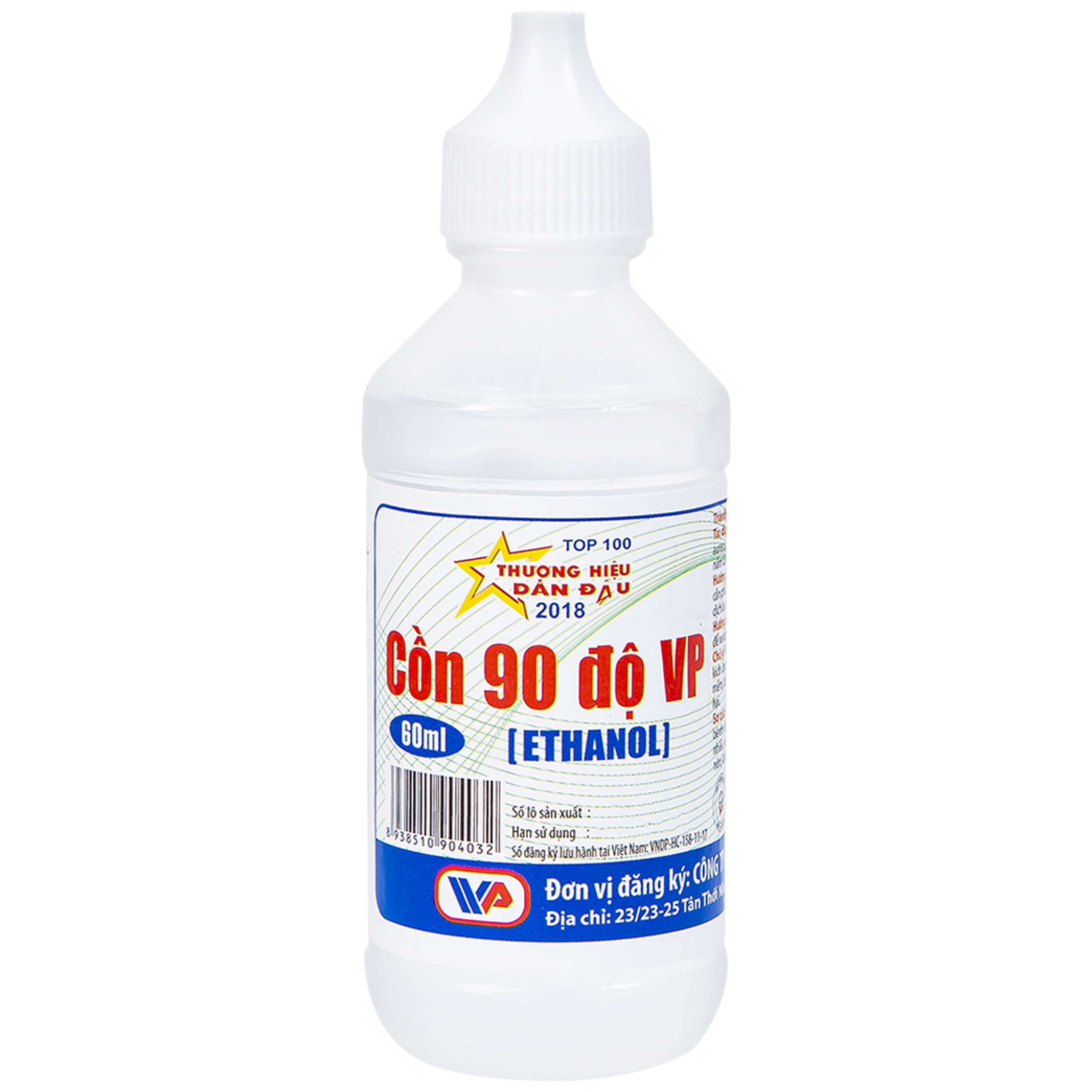 Cồn trắng 90 độ Vĩnh Phúc hỗ trợ sát trùng vết thương ngoài (60ml)