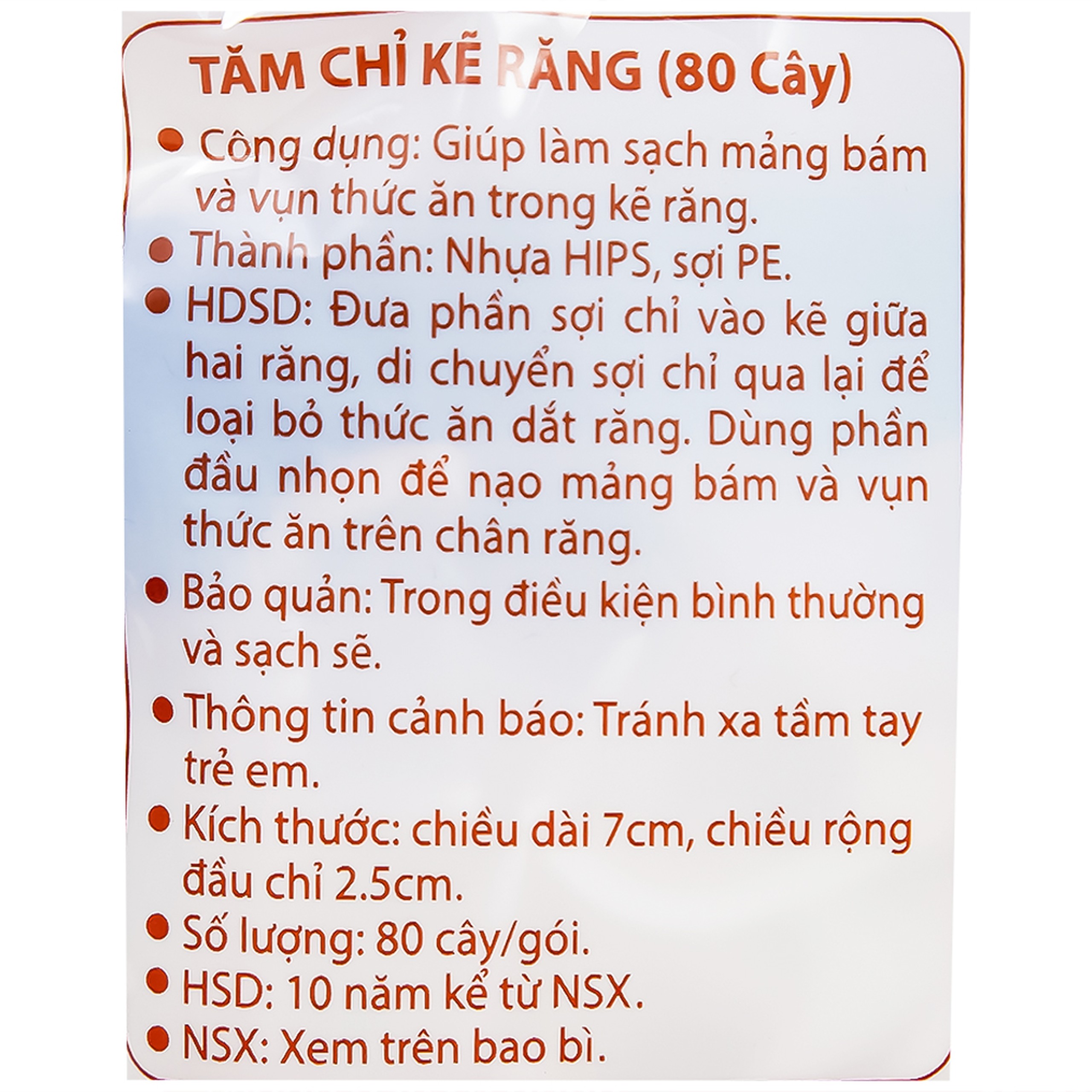 Tăm chỉ kẽ răng Jomi Disposable Flosser làm sạch mảng bám, vụn thức ăn trong kẽ răng (80 cây)