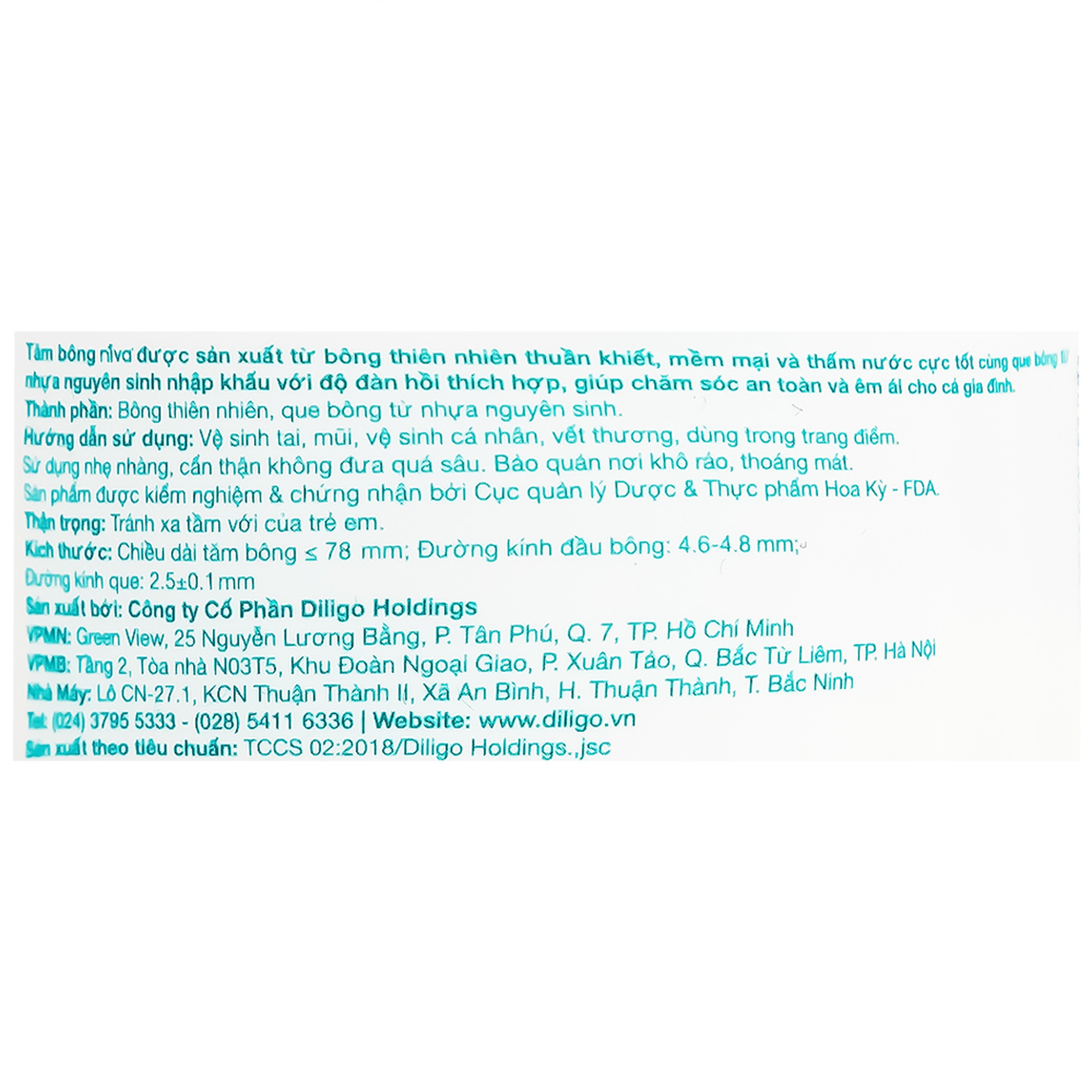 Tăm bông Niva AH2 Cotton Buds hũ xoay 1 đầu tròn 1 đầu xoắn vệ sinh tai, mũi, vệ sinh cá nhân, vết thương (200 que)