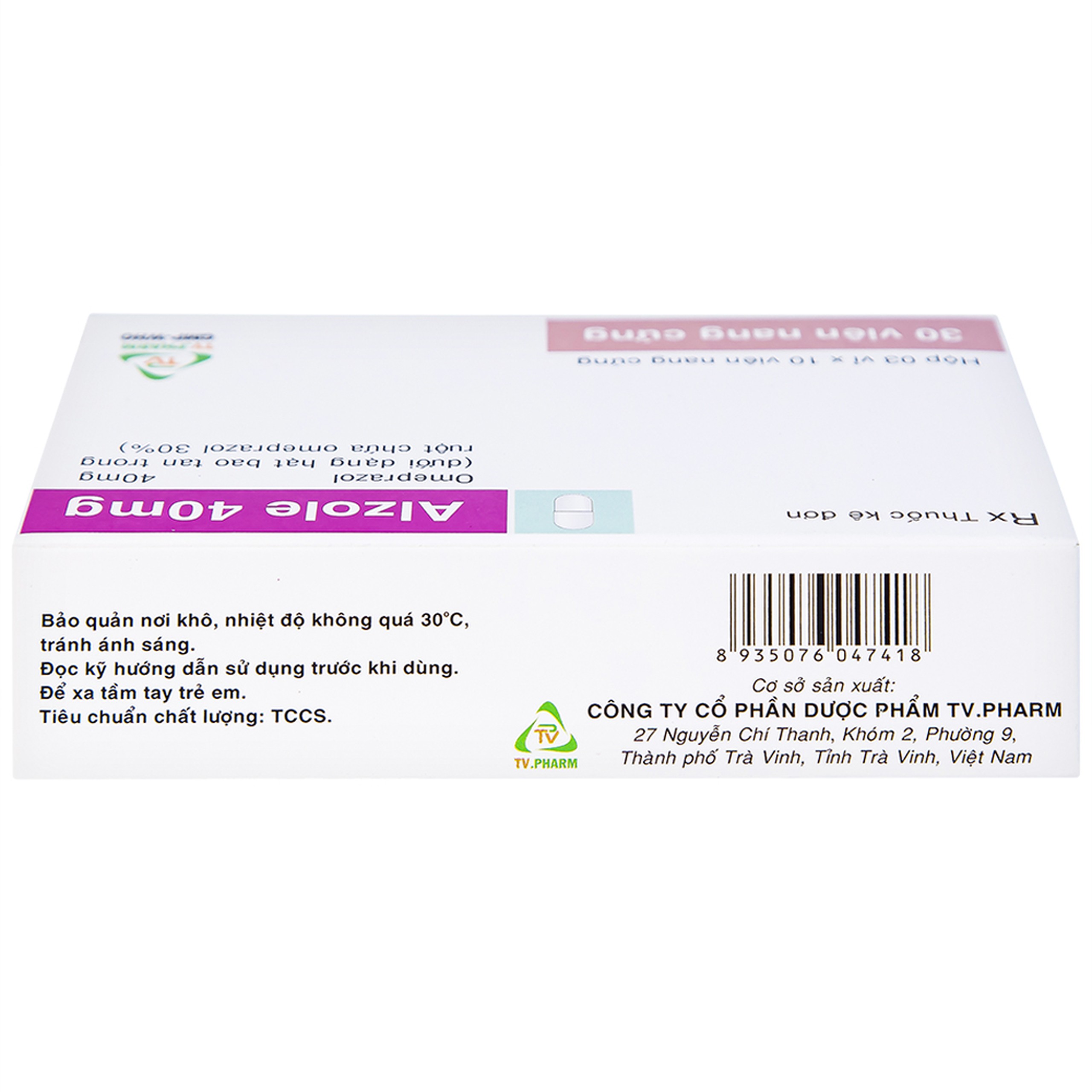 Thuốc Alzole 40mg TV.Pharm điều trị viêm thực quản, viêm loét dạ dày, tá tràng (3 vỉ x 10 viên)