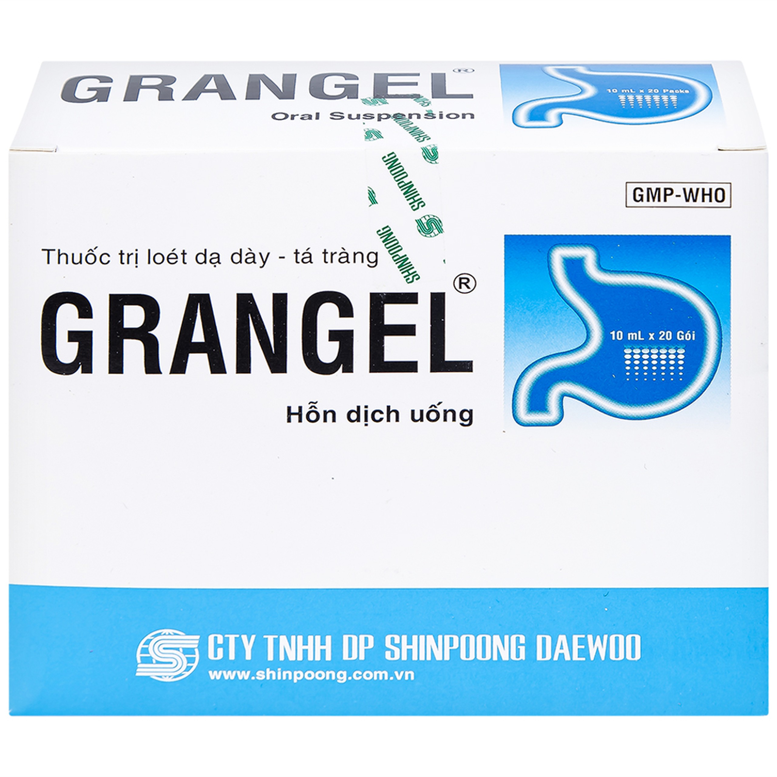 Hỗn dịch uống Grangel Shinpoong Deawoo điều trị viêm loét dạ dày - tá tràng cấp, mạn tính (20 gói)