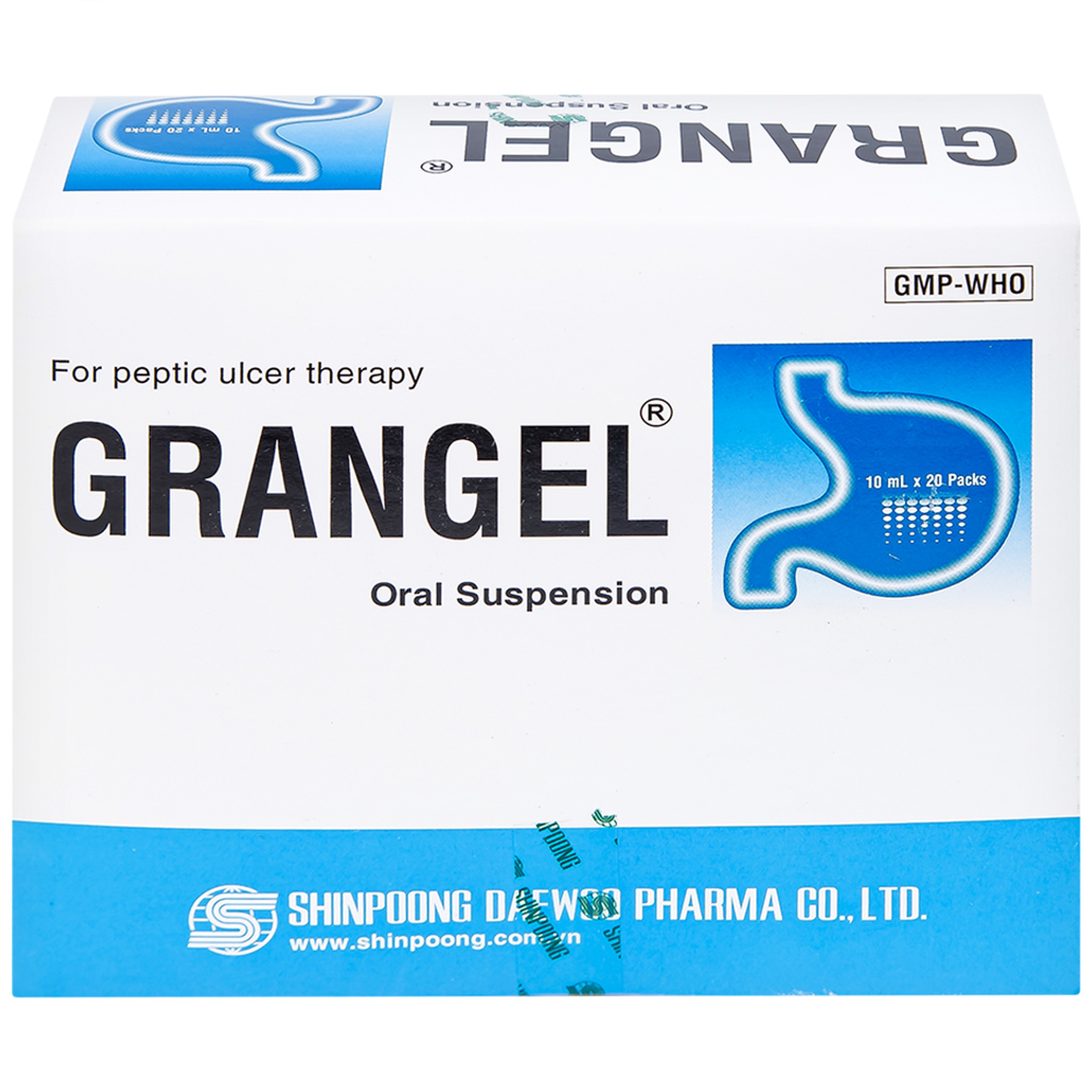 Hỗn dịch uống Grangel Shinpoong Deawoo điều trị viêm loét dạ dày - tá tràng cấp, mạn tính (20 gói)