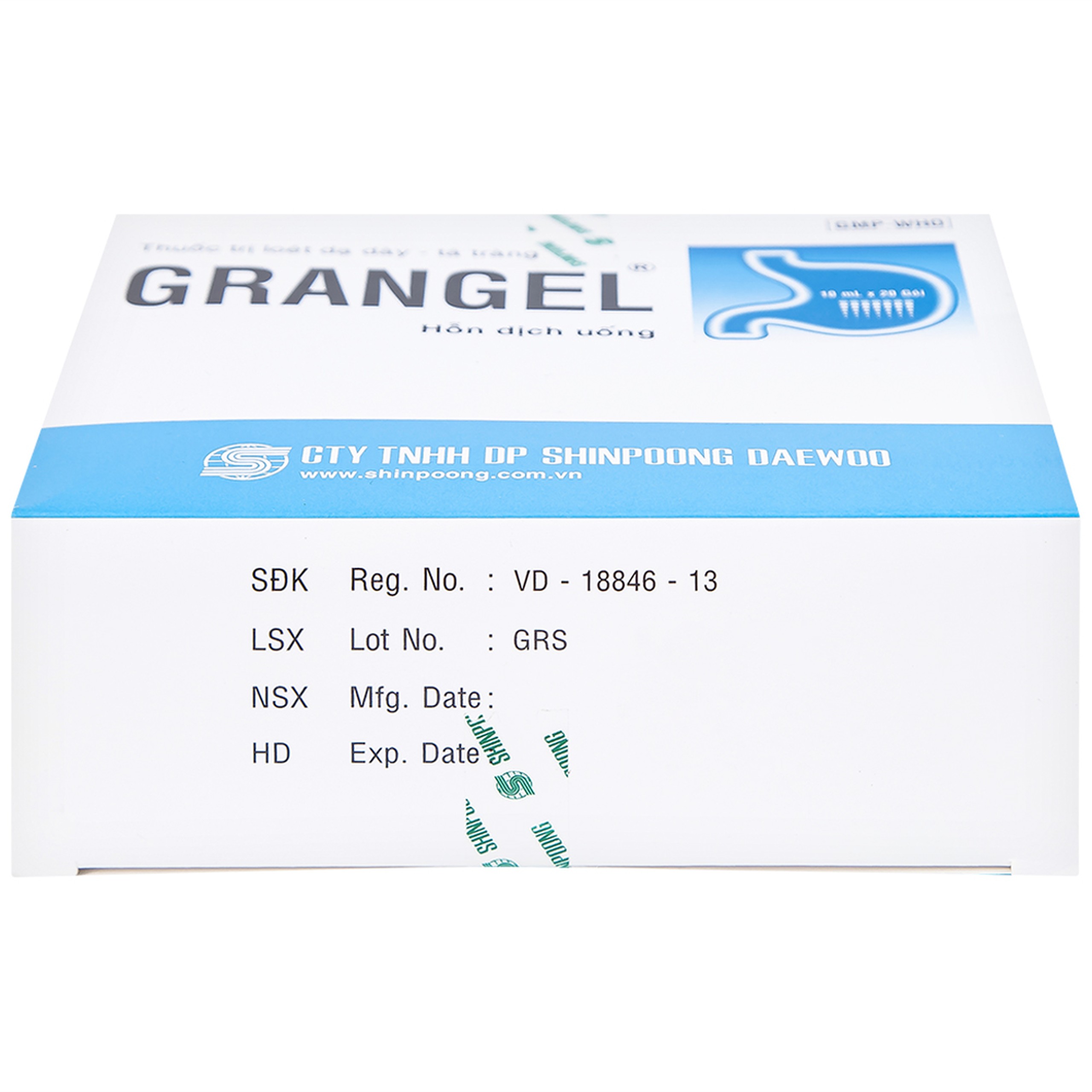 Hỗn dịch uống Grangel Shinpoong Deawoo điều trị viêm loét dạ dày - tá tràng cấp, mạn tính (20 gói)