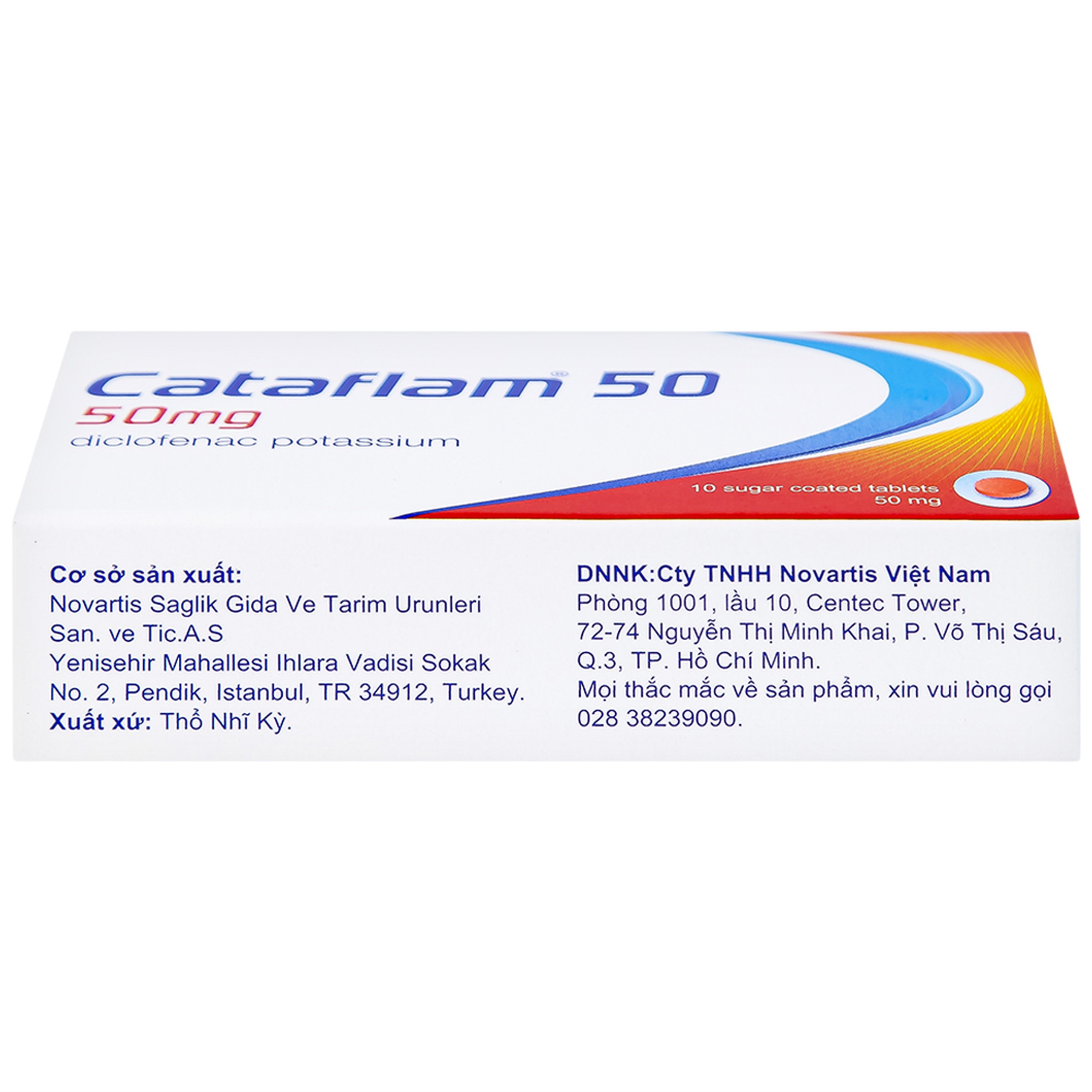 Thuốc Cataflam 50 Novartis điều trị đau sau chấn thương, viêm và sưng do bong gân (1 vỉ x 10 viên)