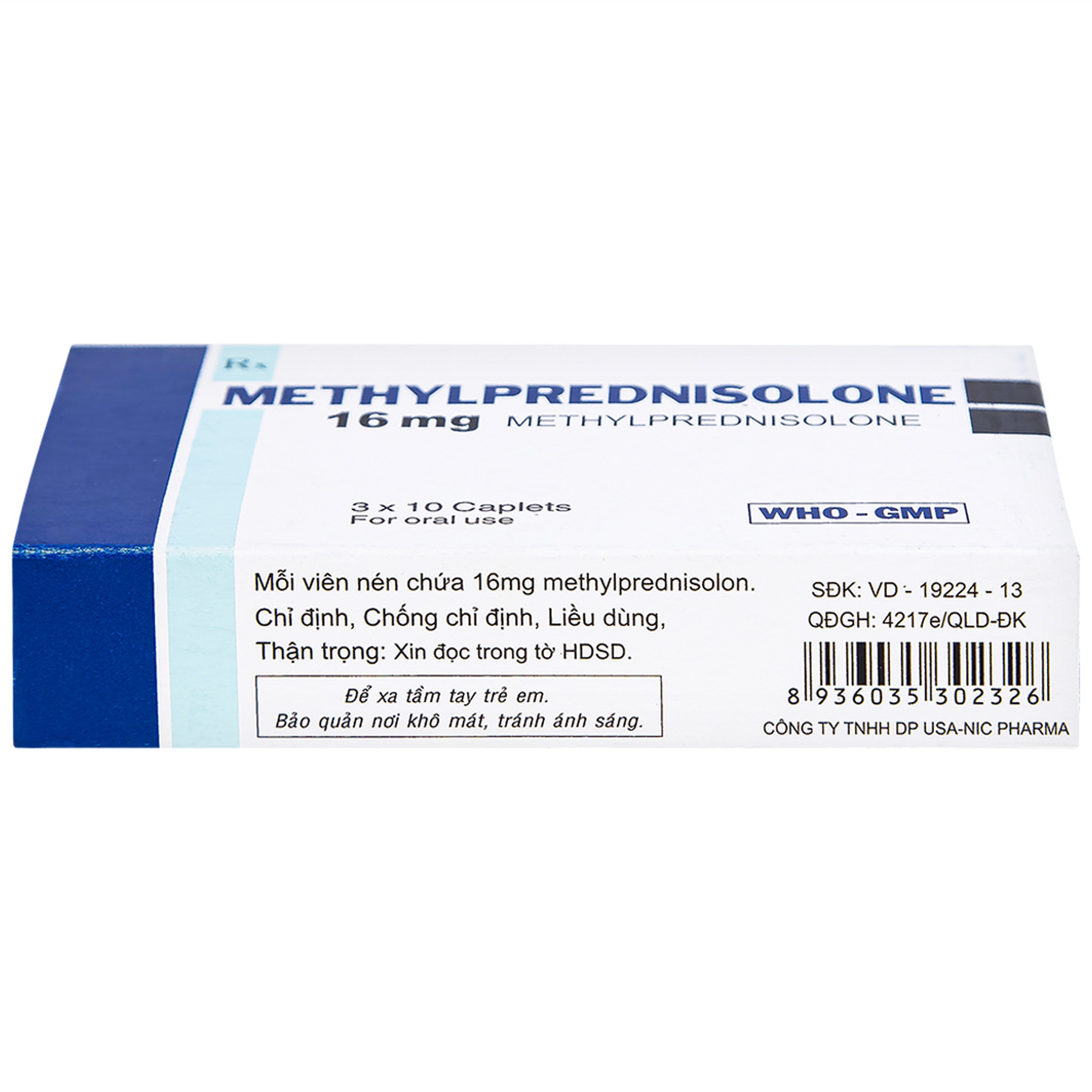 Thuốc Methylprednisolone 16mg Usa - Nic Pharma kháng viêm và ức chế miễn dịch, chống dị ứng (3 vỉ x 10 viên)
