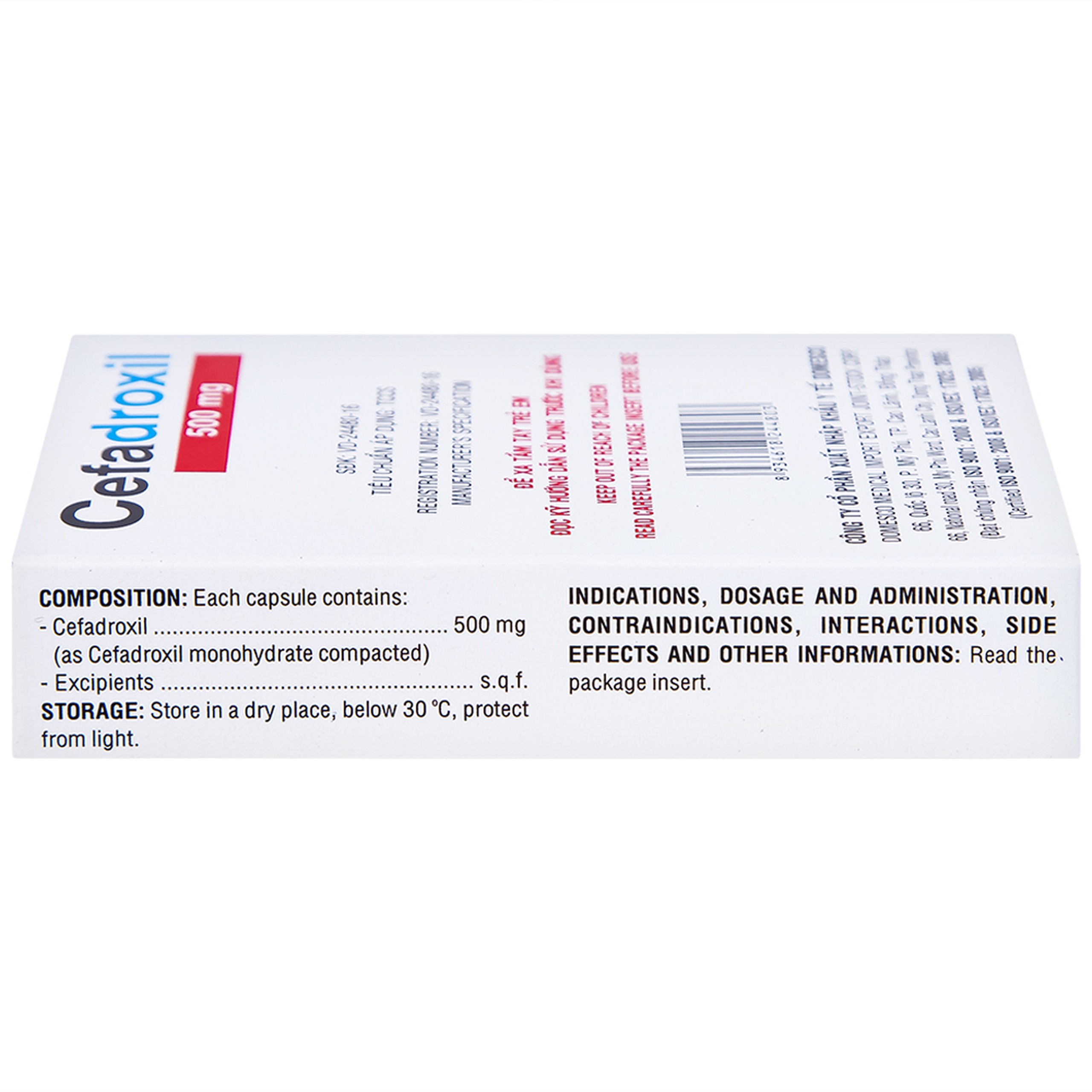 Thuốc Cefadroxil 500mg Domesco điều trị nhiễm khuẩn (2 vỉ x 10 viên)