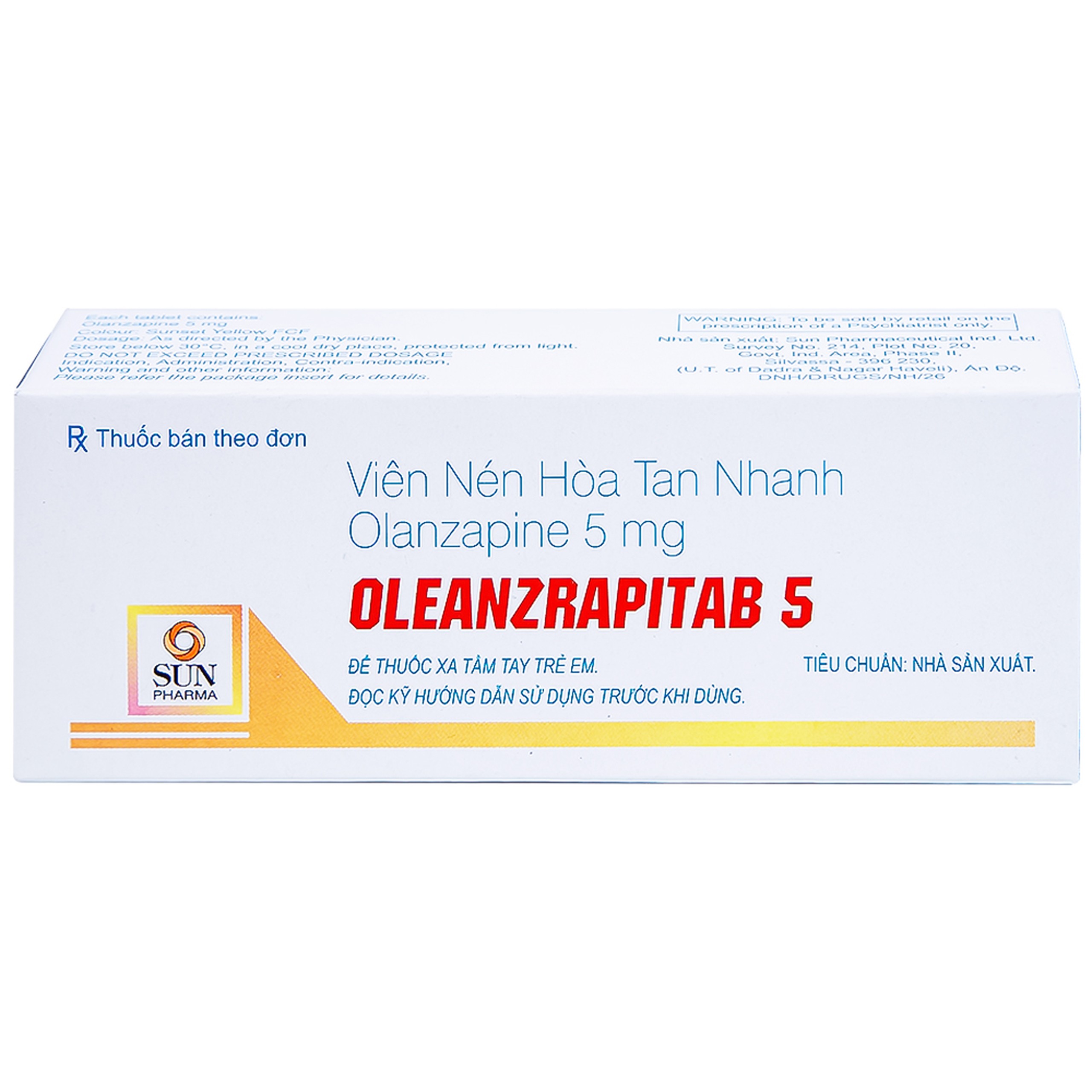 Viên nén Oleanzrapitab 5 Sun Pharma điều trị bệnh tâm thần phân liệt (5 vỉ x 10 viên)