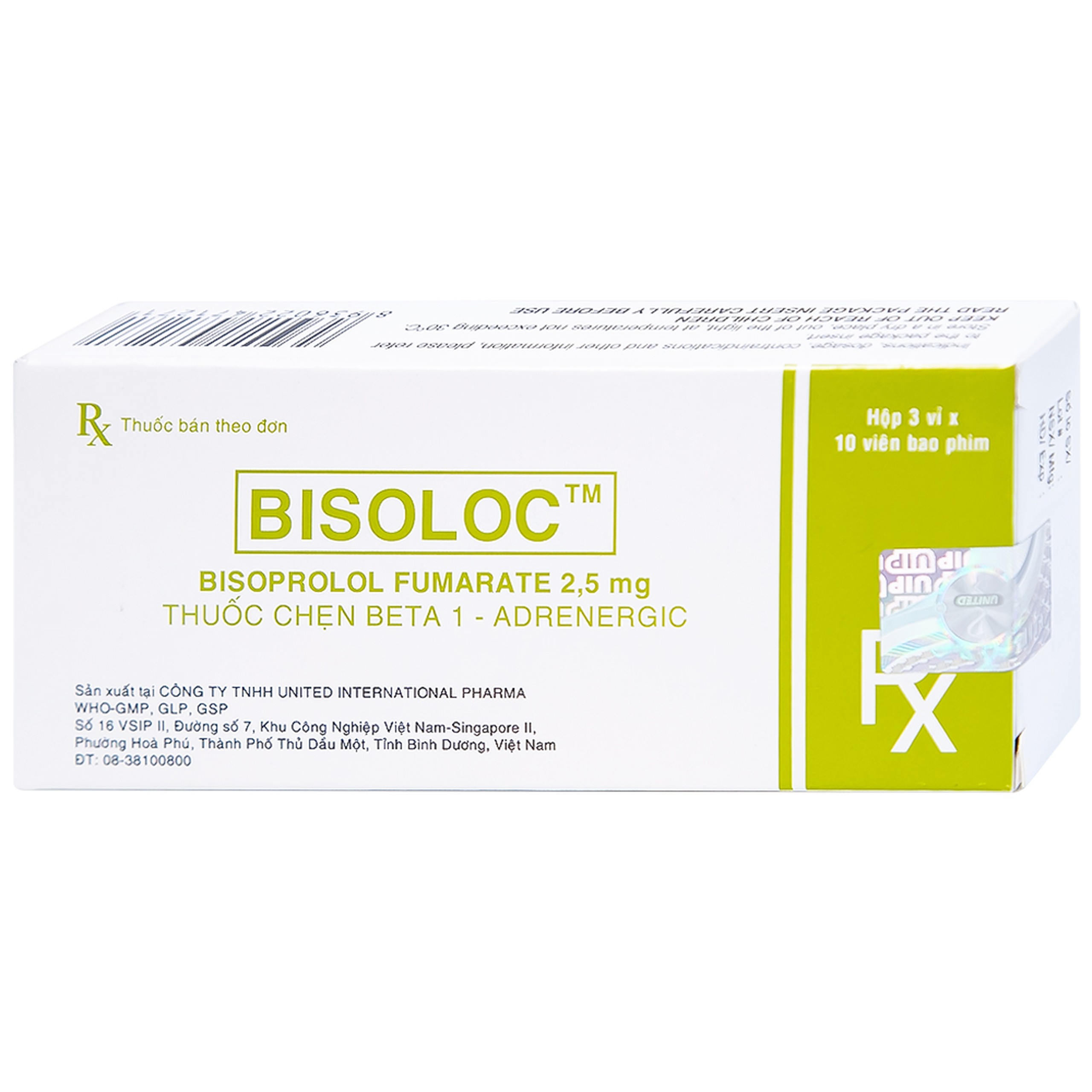 Thuốc Bisoloc United điều trị suy tim mạn ổn định từ vừa đến nặng (3 vỉ x 10 viên)
