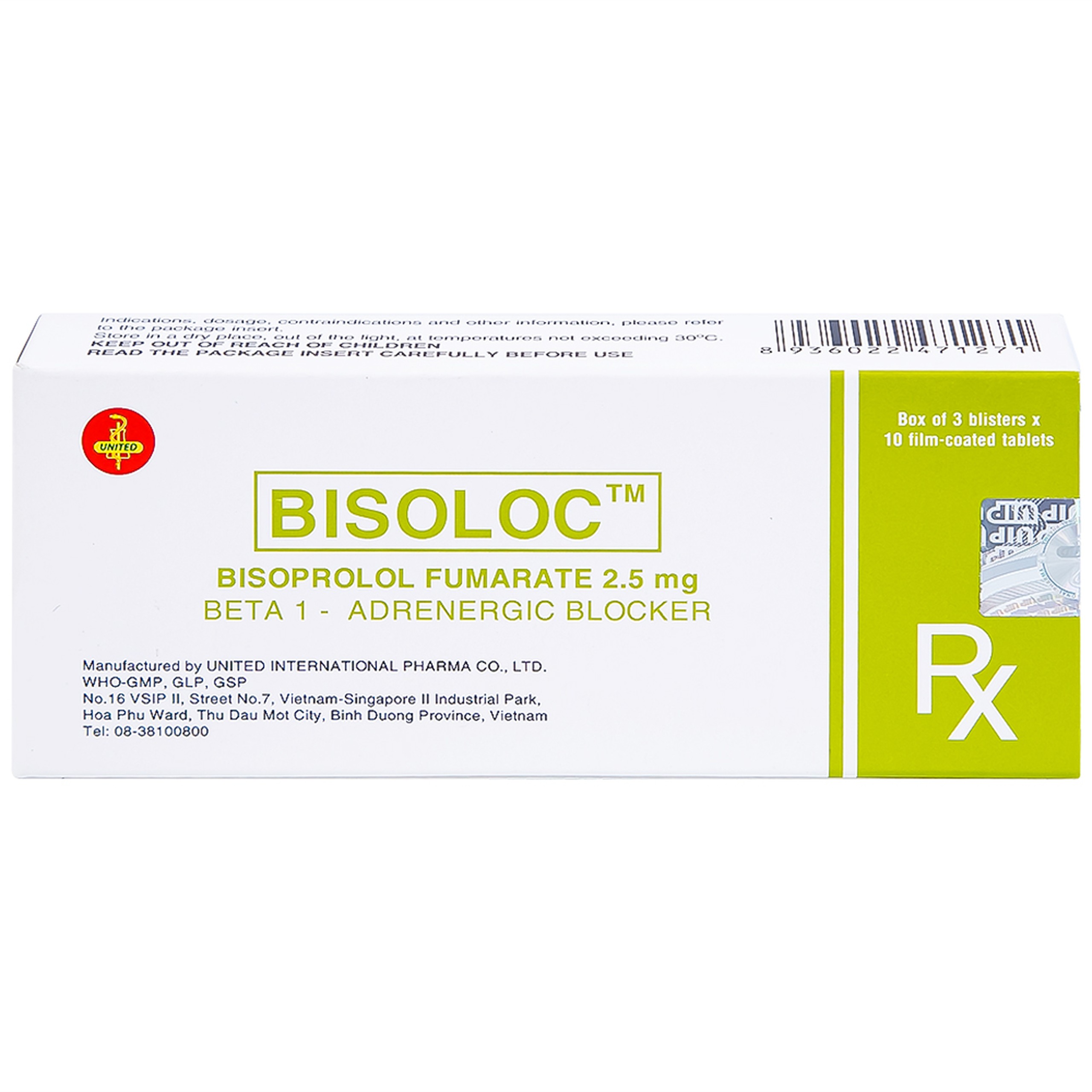 Thuốc Bisoloc United điều trị suy tim mạn ổn định từ vừa đến nặng (3 vỉ x 10 viên)