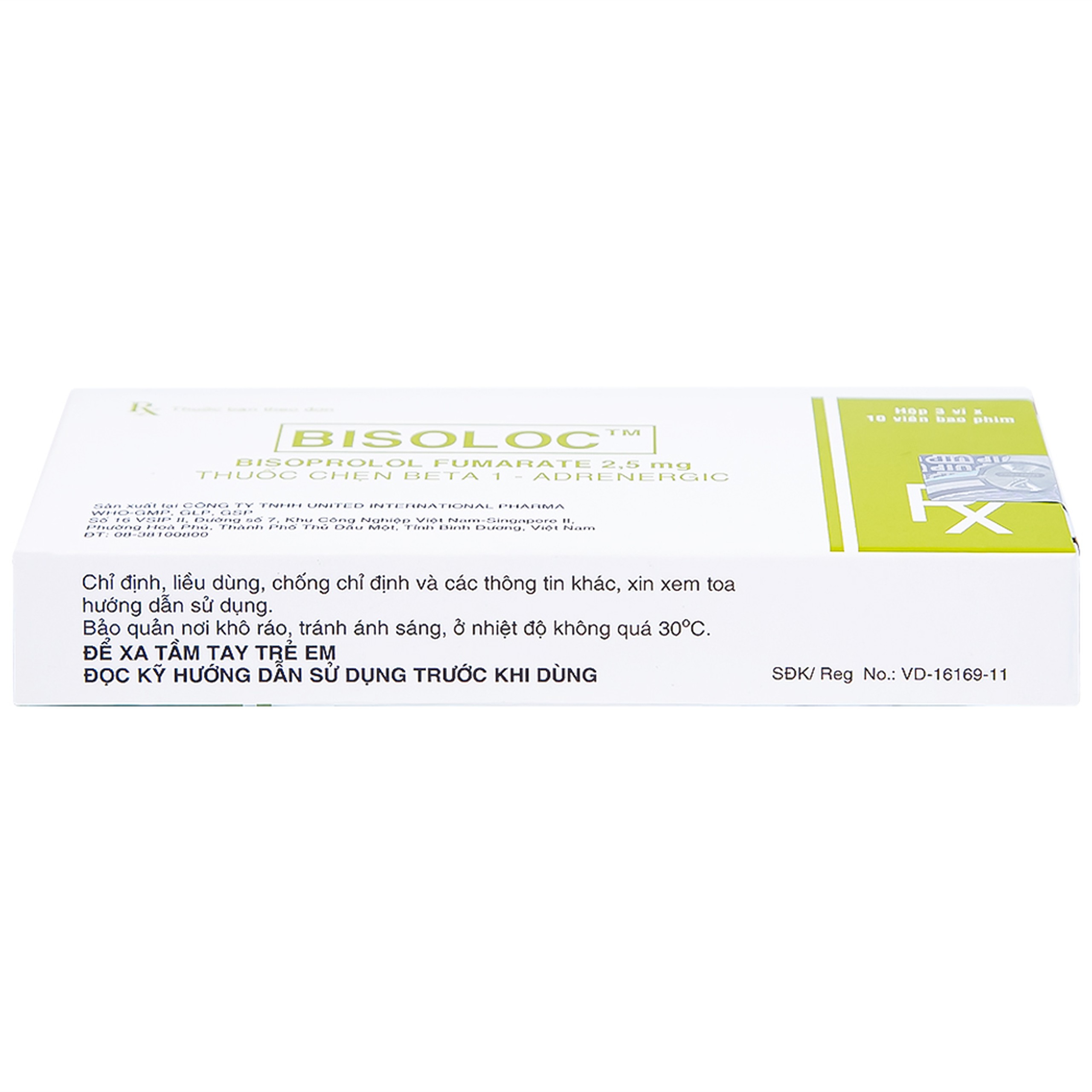 Thuốc Bisoloc United điều trị suy tim mạn ổn định từ vừa đến nặng (3 vỉ x 10 viên)