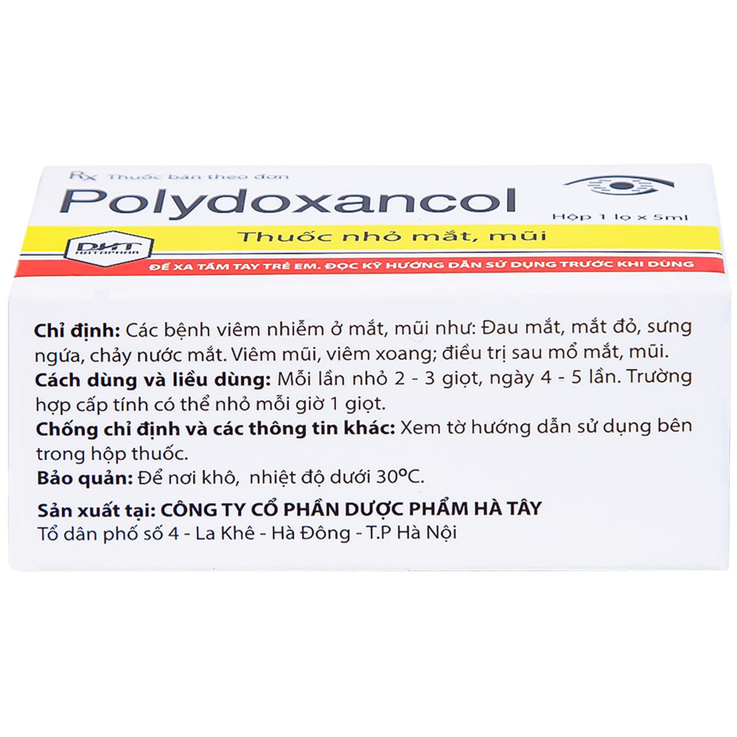 Thuốc nhỏ mắt, mũi Polydoxancol Hataphar điều trị viêm nhiễm mắt và mũi (5ml)