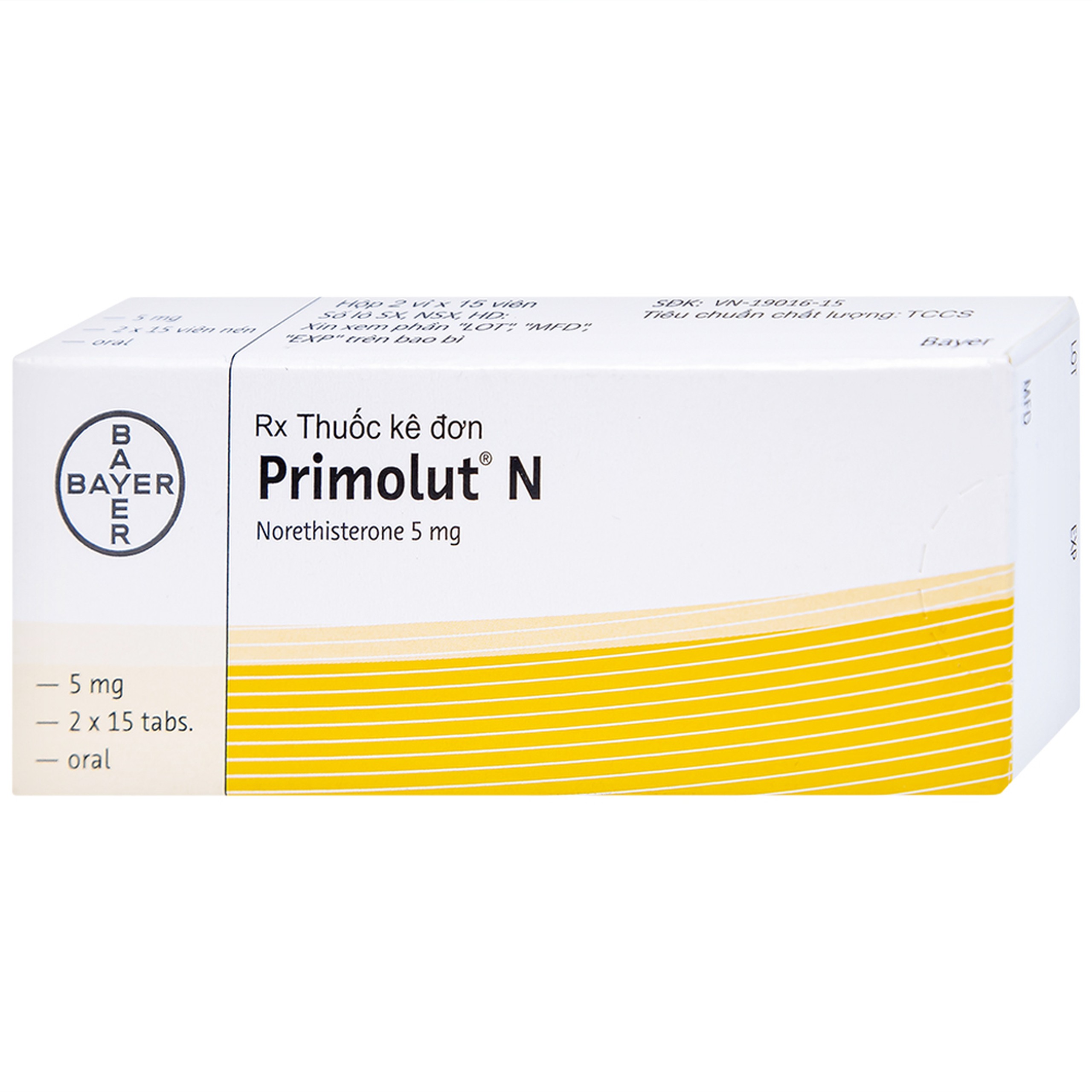 Thuốc Primolut N Bayer điều trị xuất huyết do rối loạn chức năng, vô kinh (2 vỉ x 15 viên)