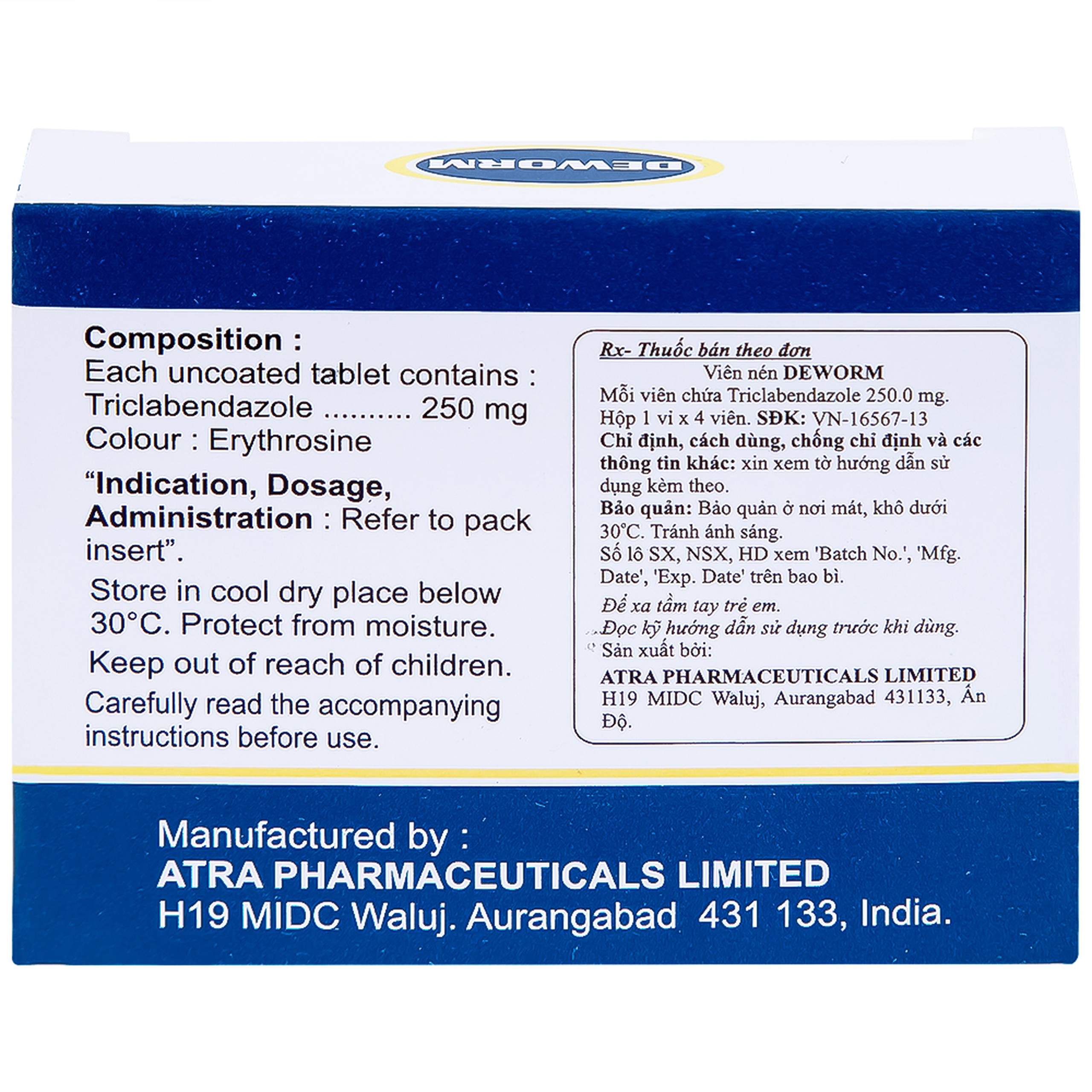 Thuốc Deworm AtraZeneca điều trị bệnh sán lá gan lớn, sán lá phổi (4 viên)