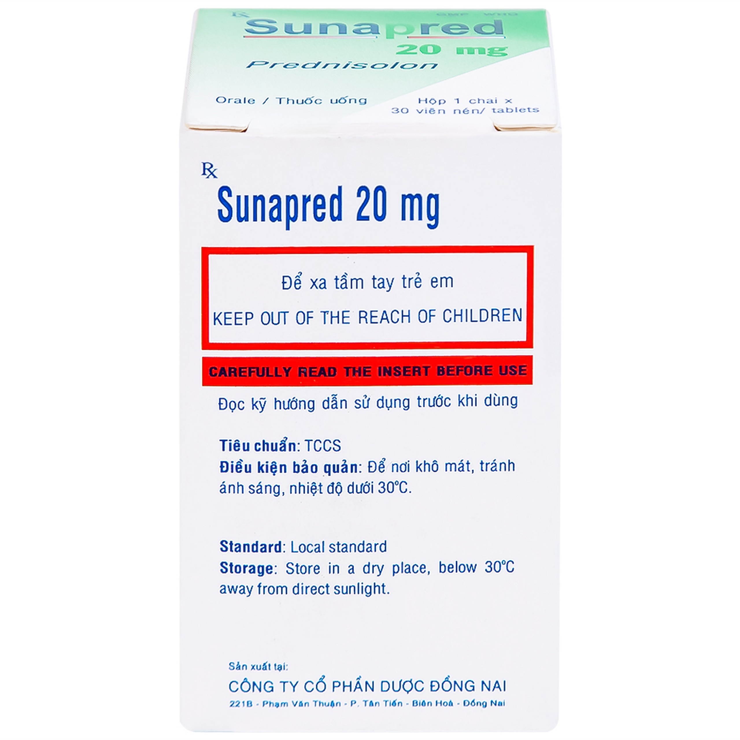 Thuốc Sunapred 20mg Donaipharm chống viêm, chống dị ứng (30 viên) 