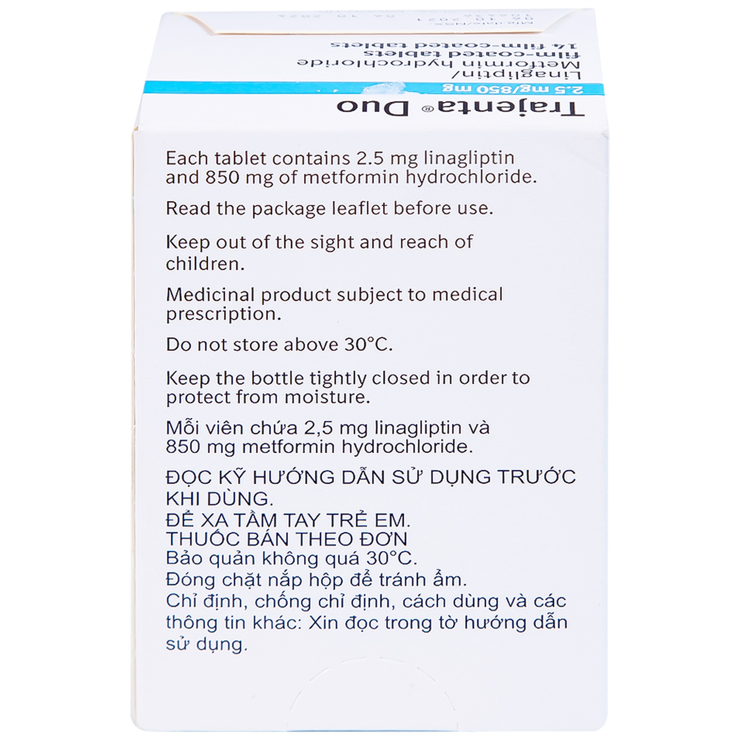 Thuốc Trajenta Duo 2.5mg/850mg Boehringer điều trị đái tháo đường típ 2 (14 viên)